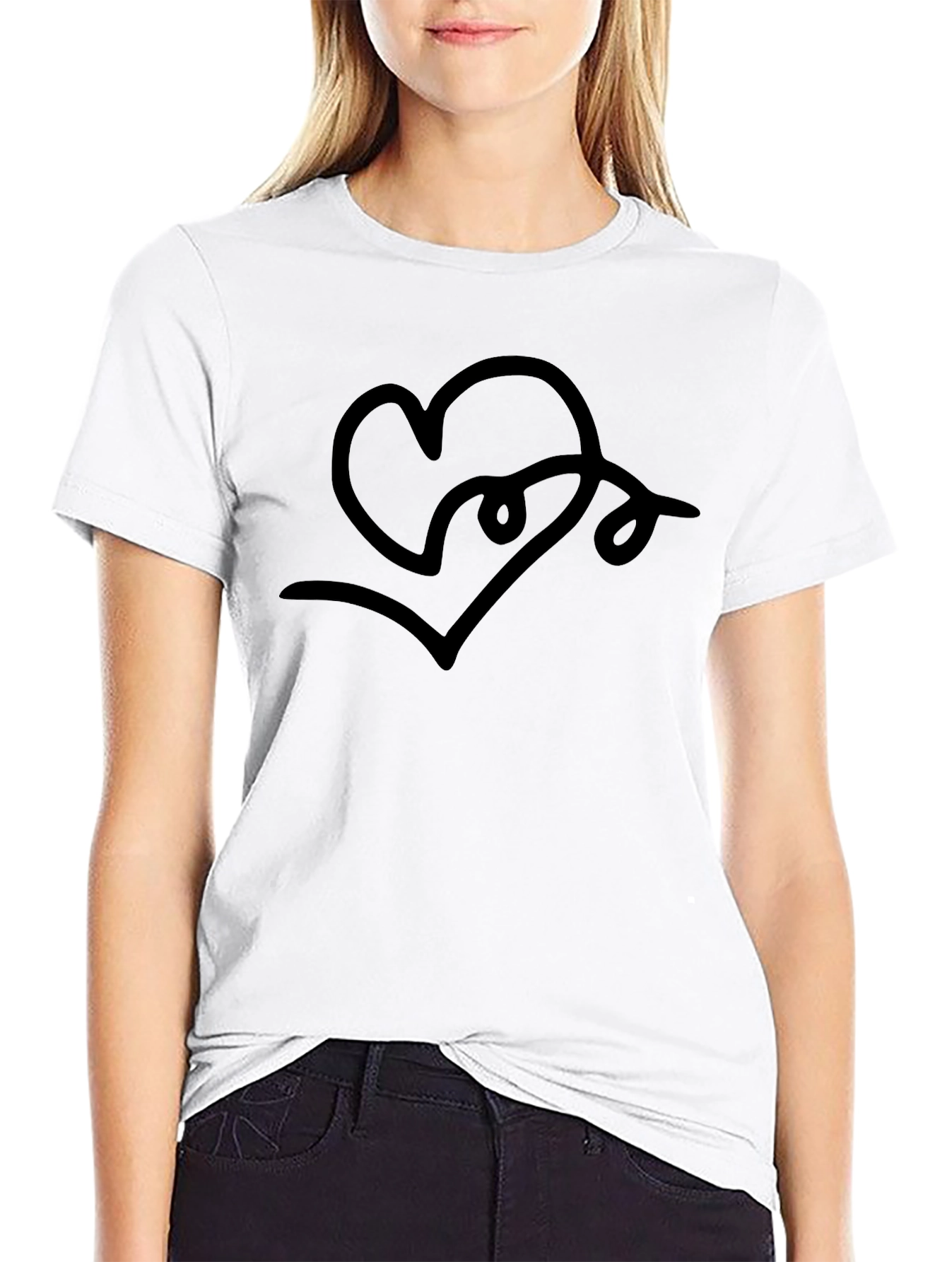 Abstract Heart Line Art T-Shirt - Modern Graphic Tee