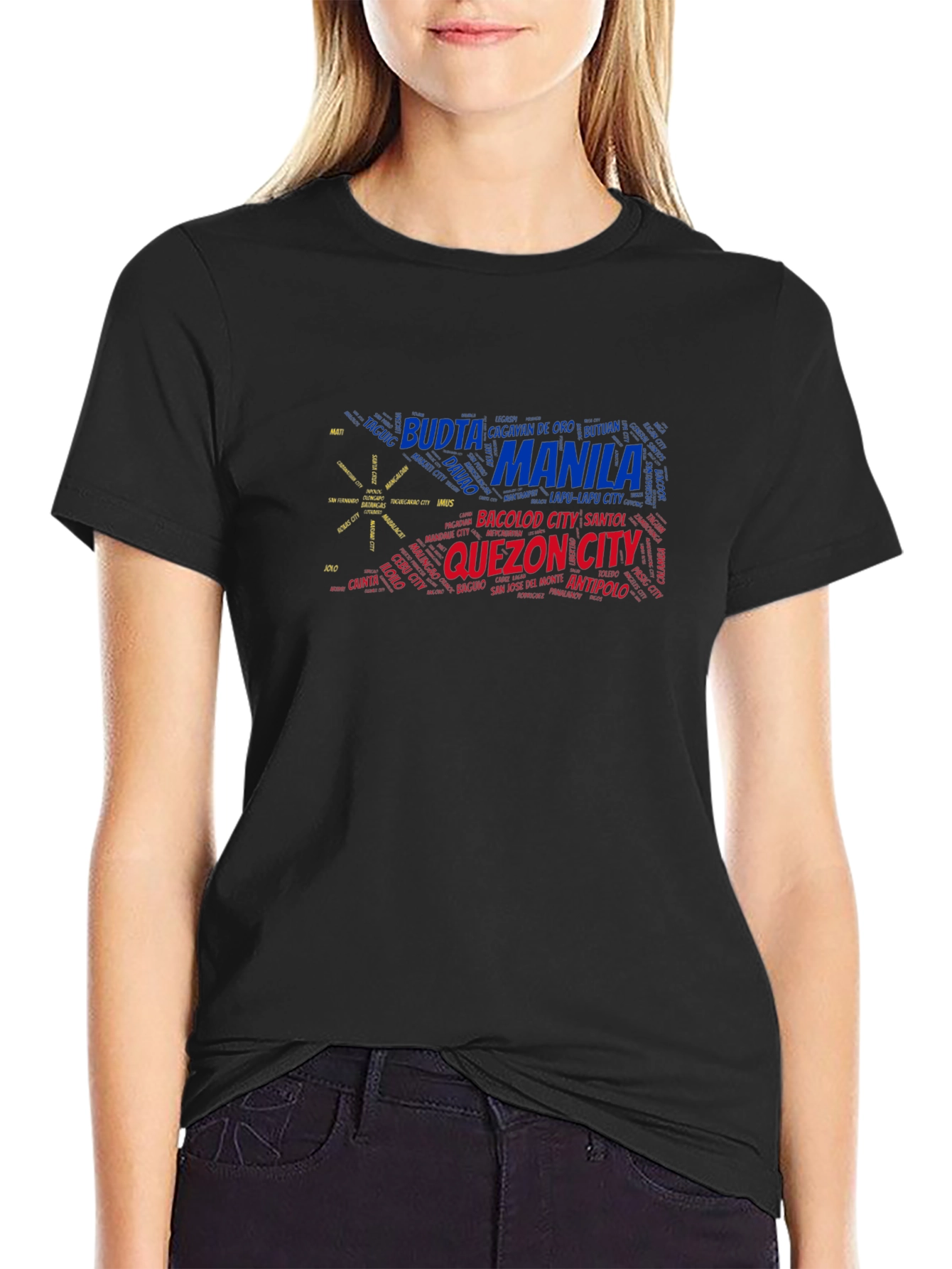 Philippines City Names T-Shirt - Black