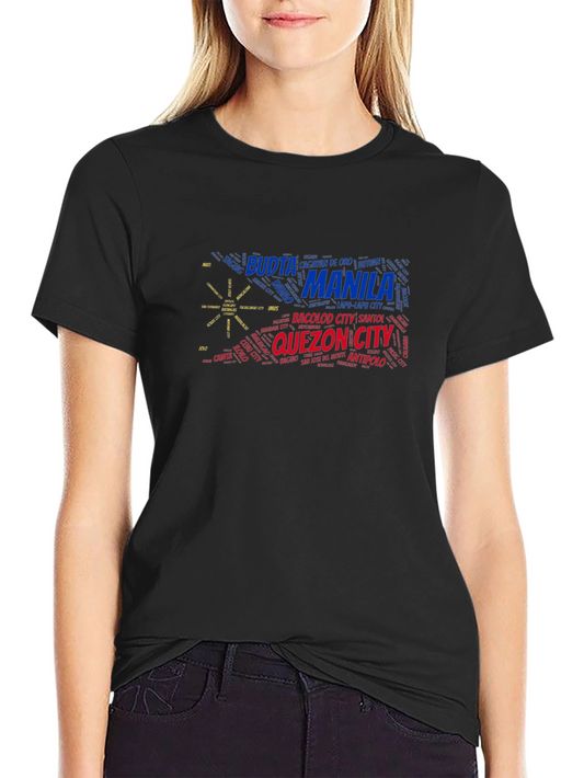 Philippines City Names T-Shirt - Black