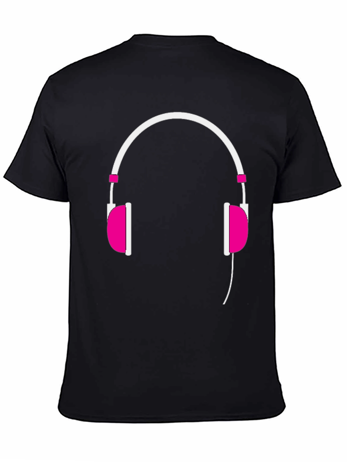 Trendy Headphones Graphic Tee - Black Cotton T-Shirt
