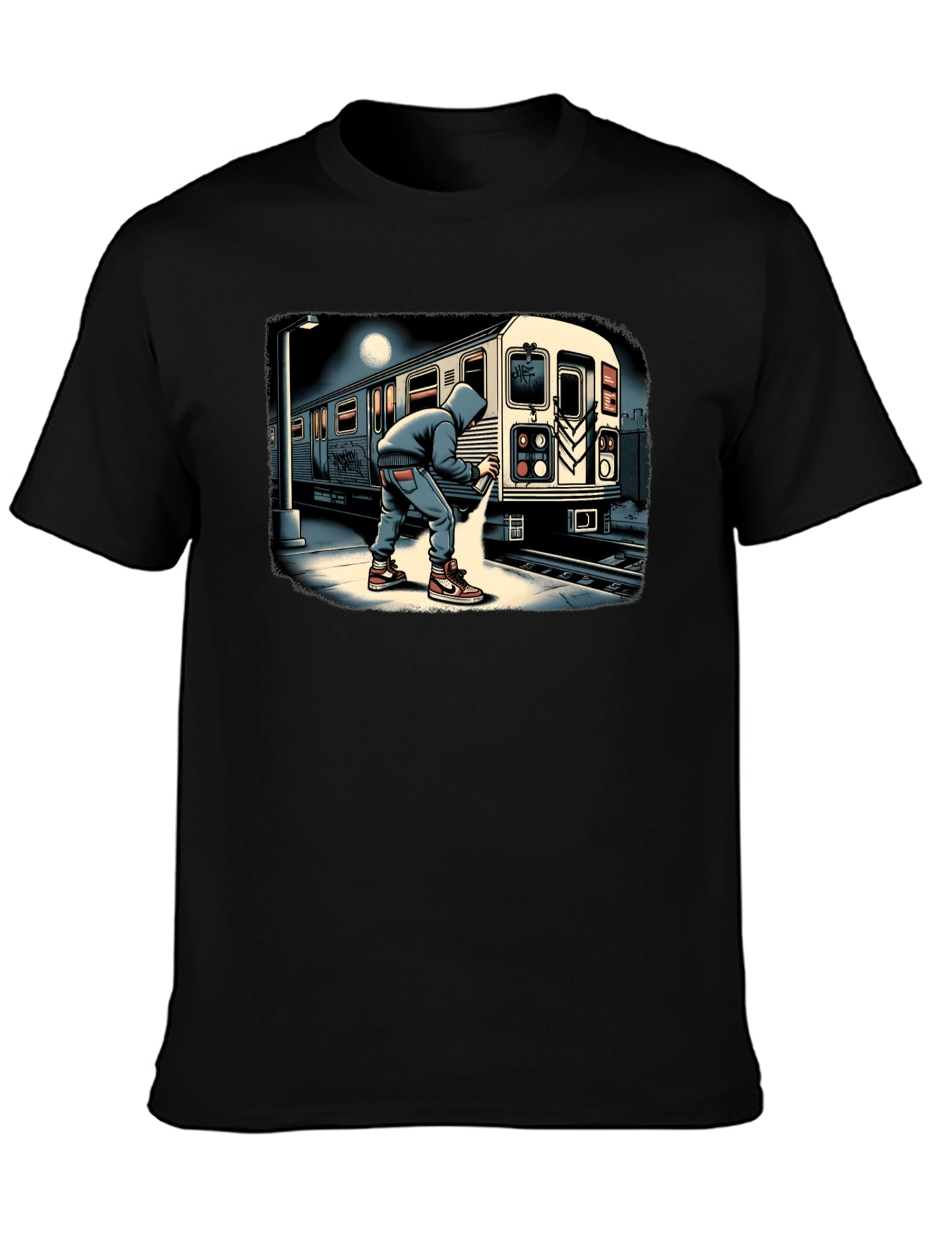Urban Graffiti Train Graphic Tee - Street Art Style