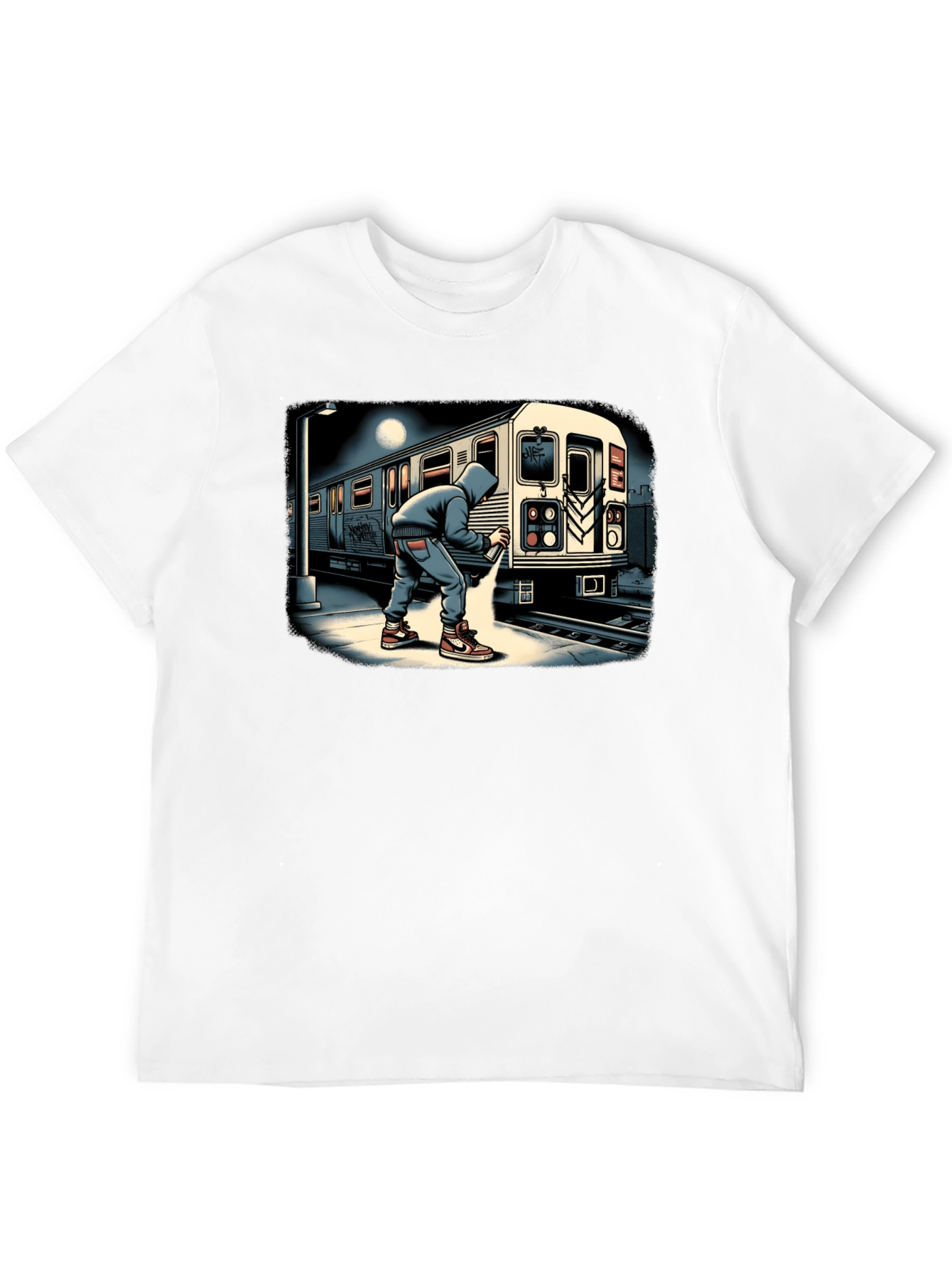 Urban Graffiti Train Graphic Tee - Street Art Style