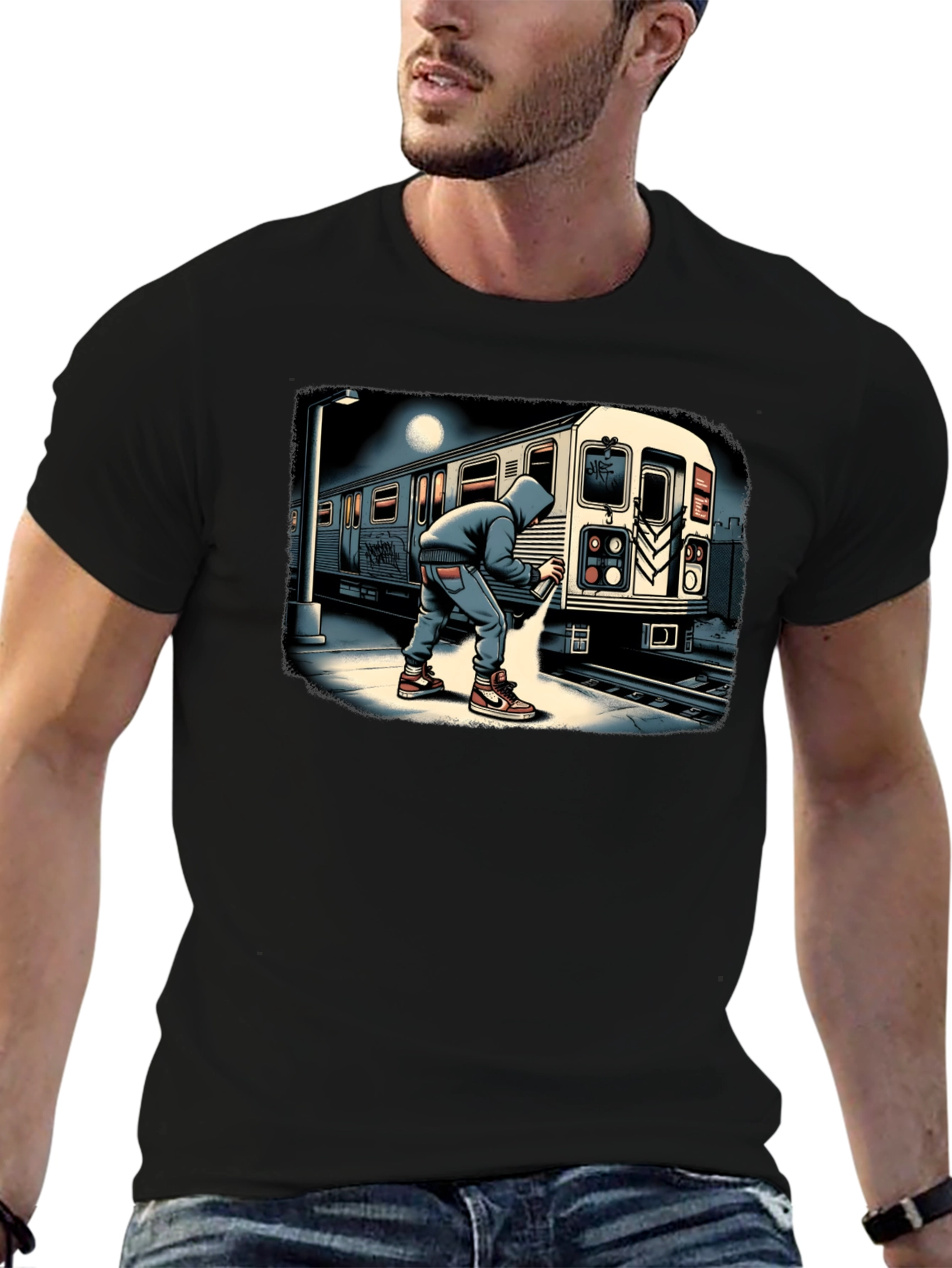 Urban Graffiti Train Graphic Tee - Street Art Style