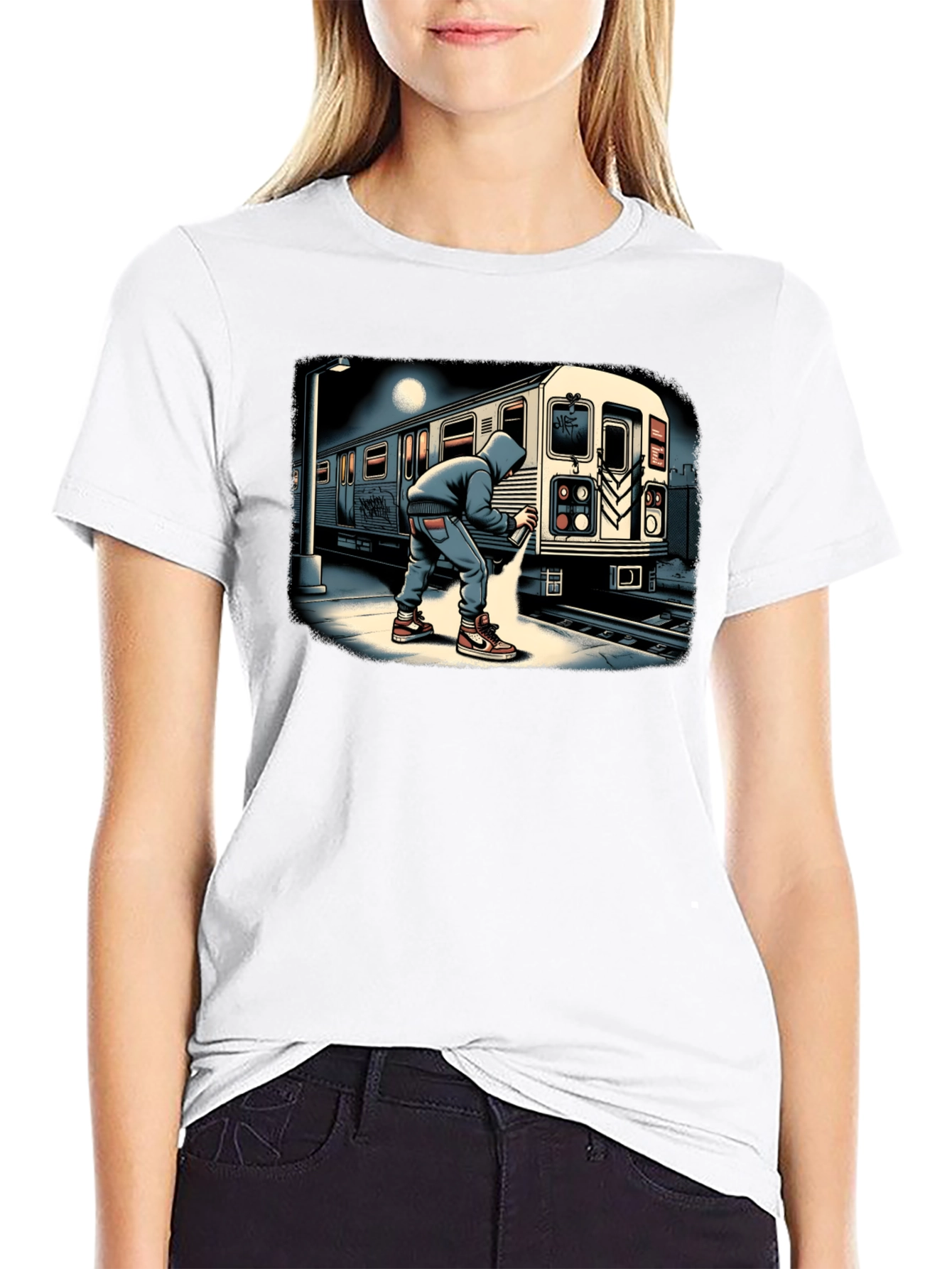 Urban Graffiti Train Graphic Tee - Street Art Style