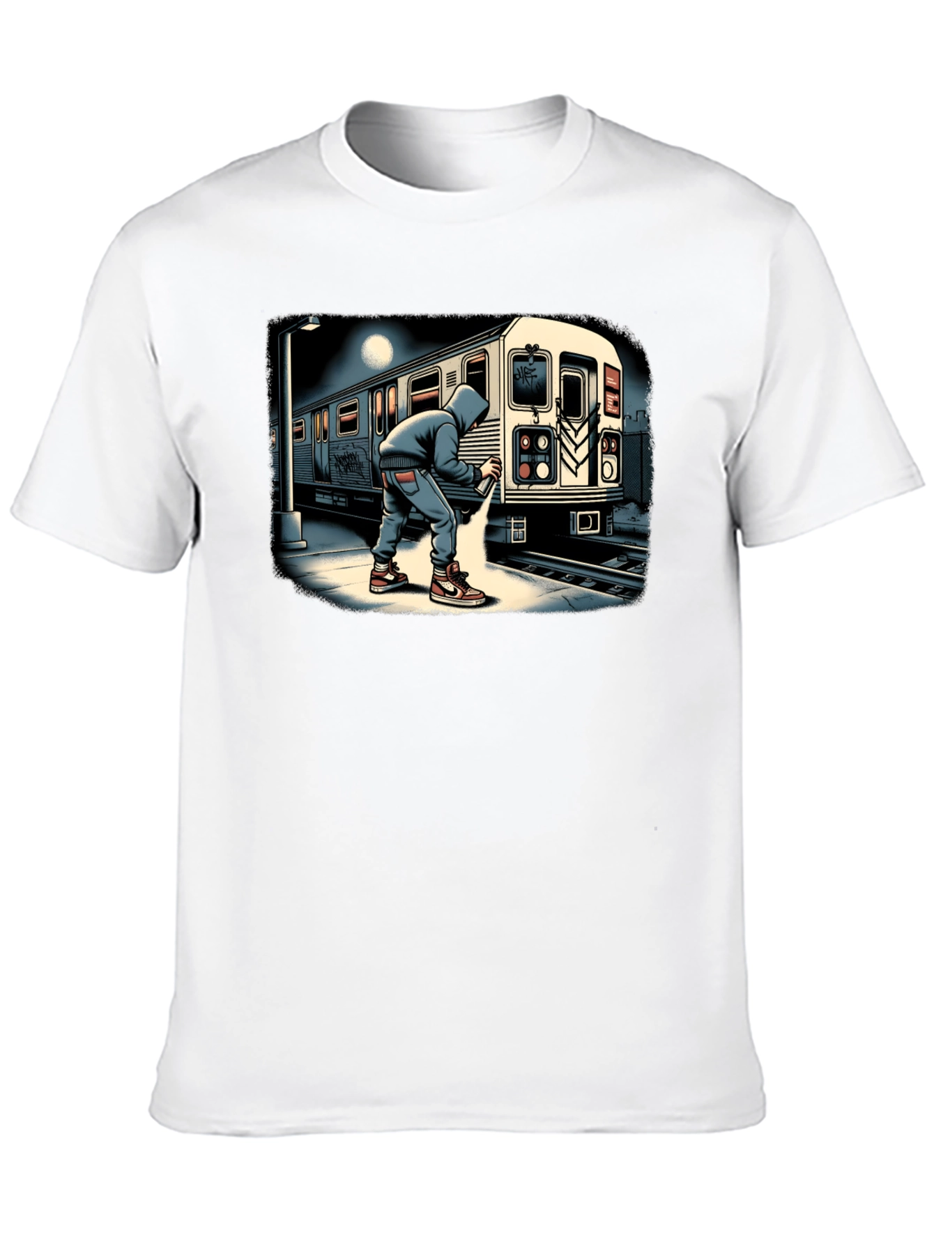 Urban Graffiti Train Graphic Tee - Street Art Style