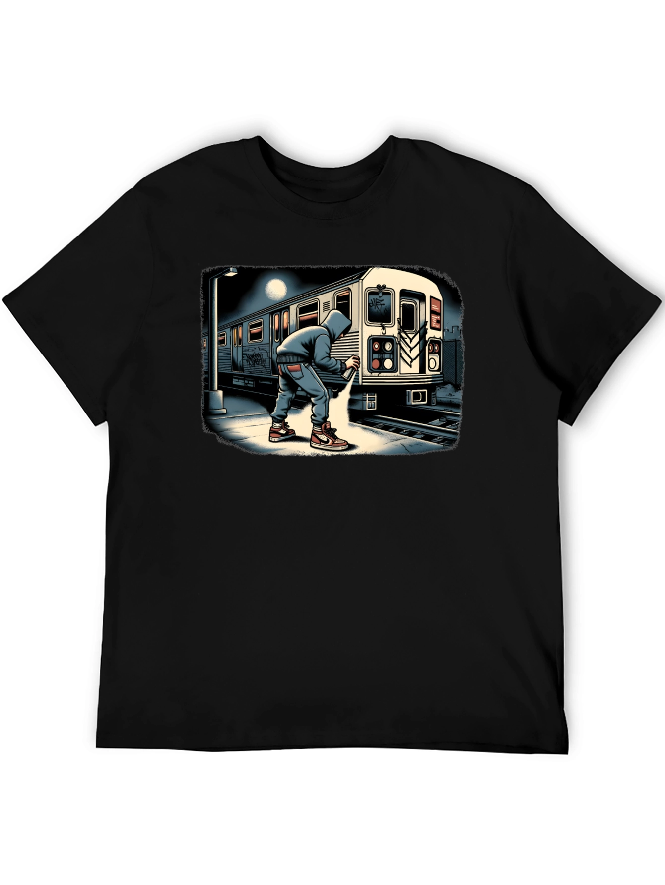 Urban Graffiti Train Graphic Tee - Street Art Style