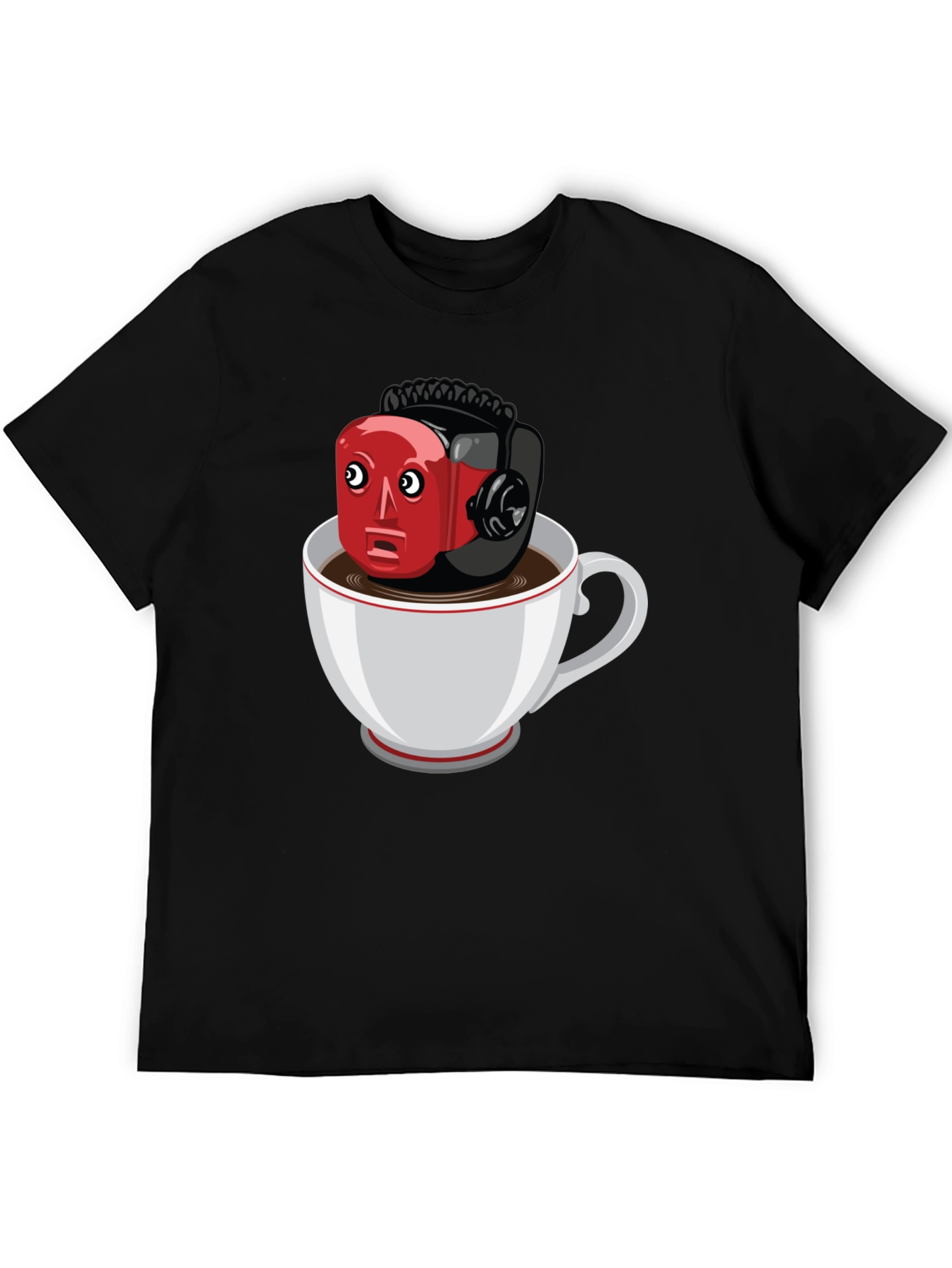 Cartoon Robot in Coffee Cup T-Shirt