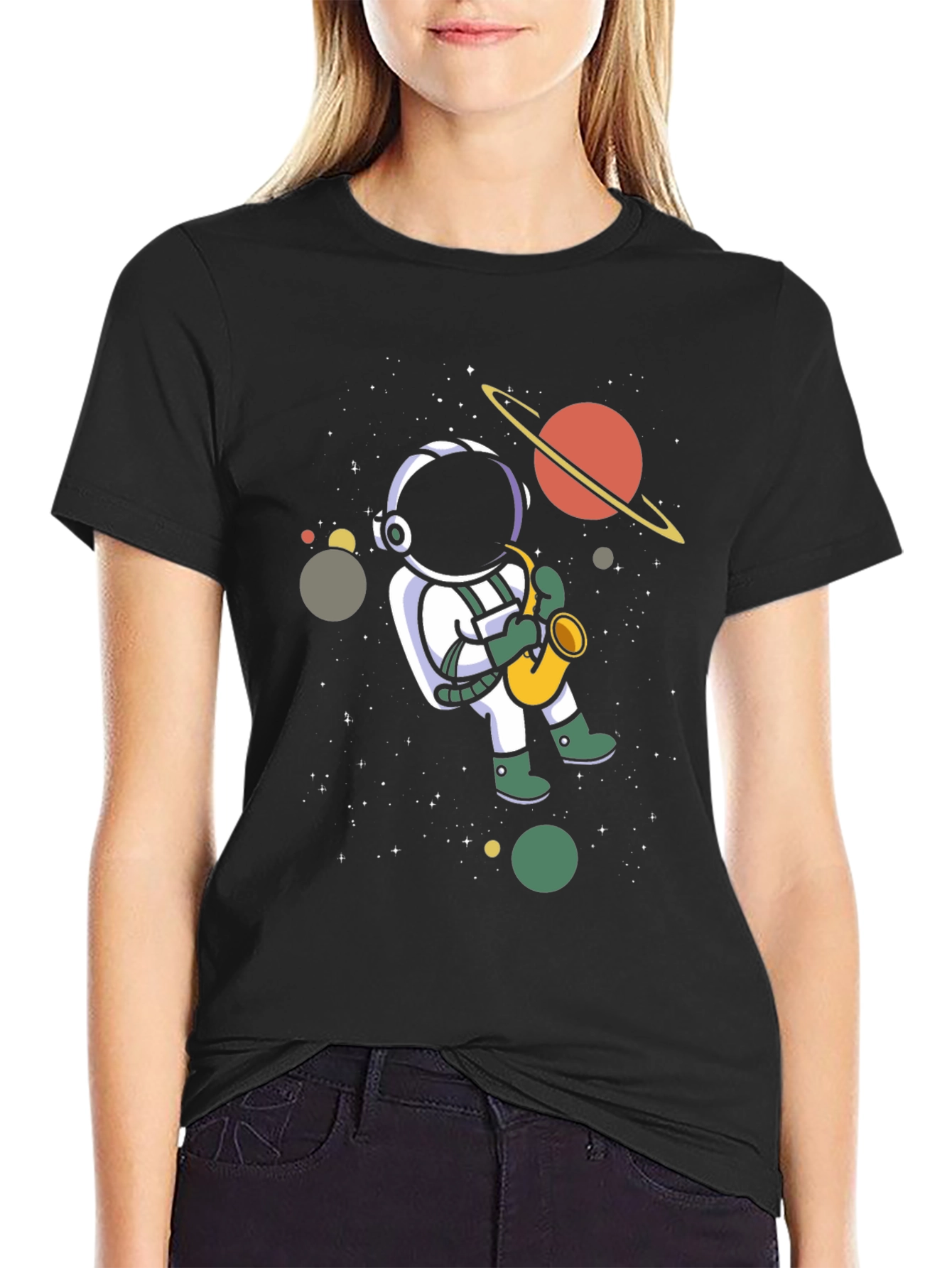 Astronaut Saxophone T-Shirt - Space Music Tee