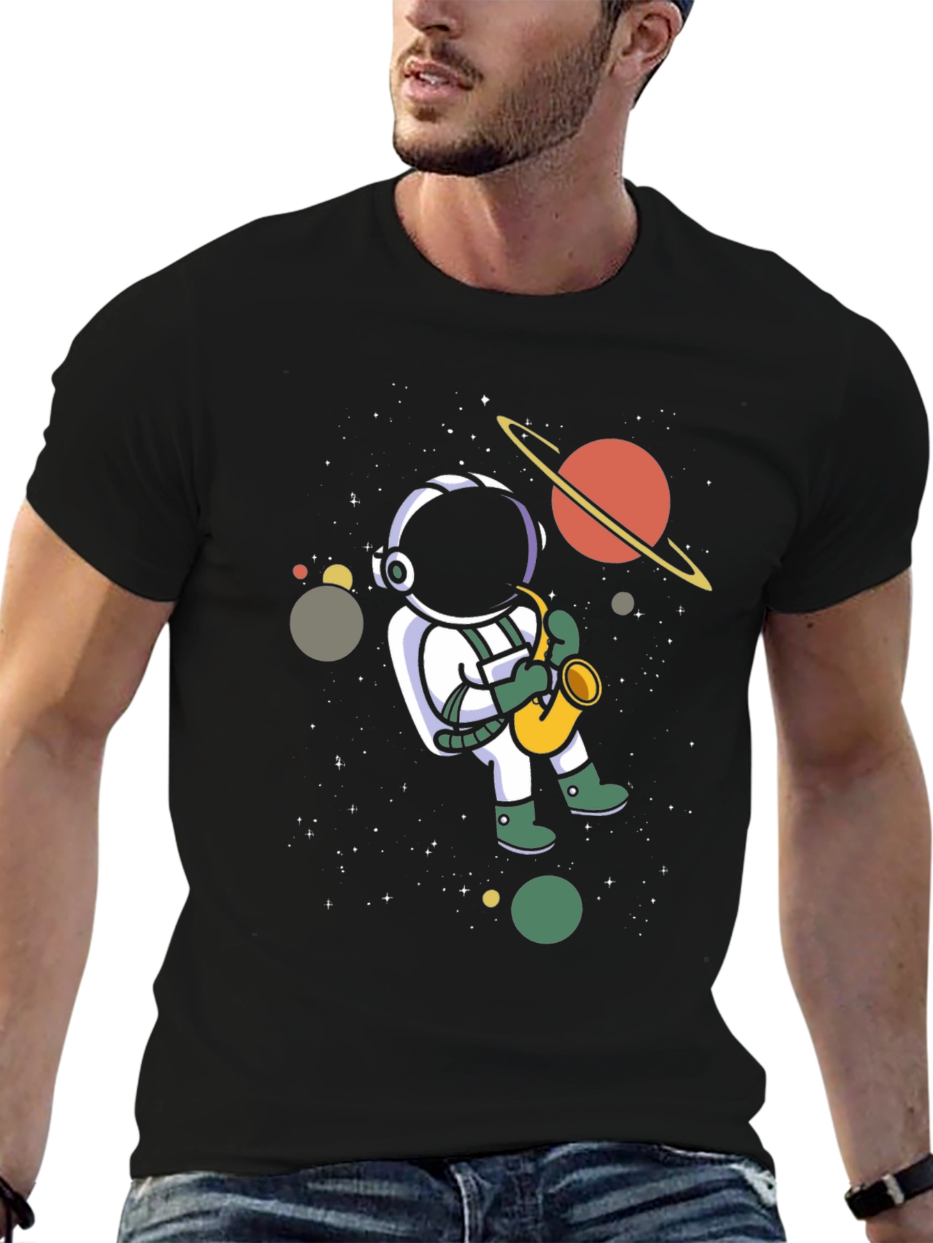 Astronaut Saxophone T-Shirt - Space Music Tee