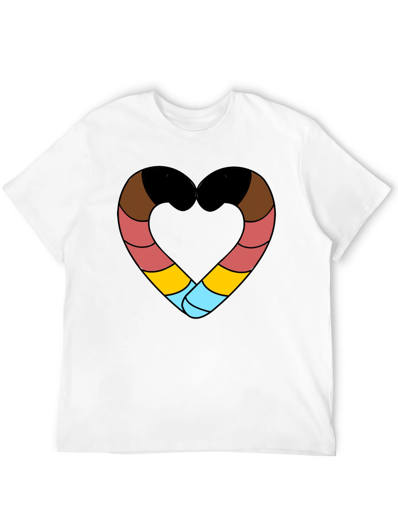 Striped Heart Graphic Black T-Shirt