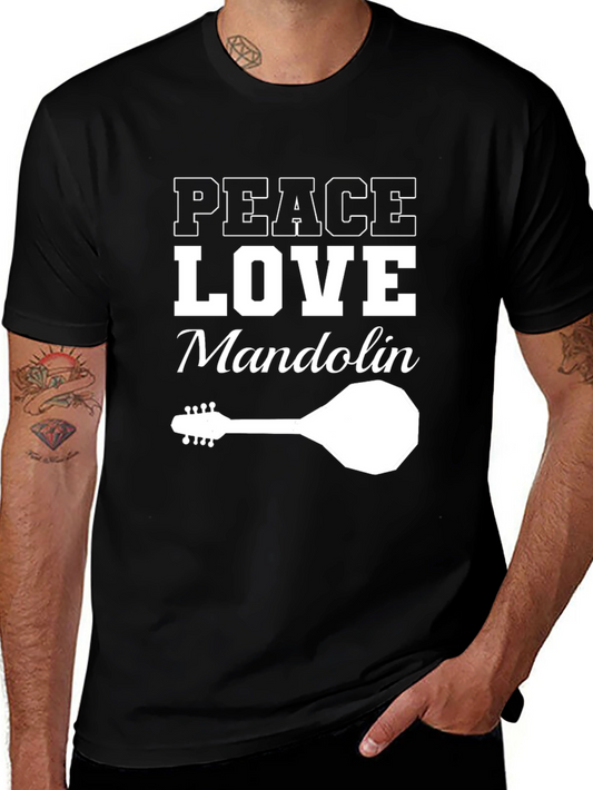 Peace Love Mandolin T-Shirt - Music Lover Tee