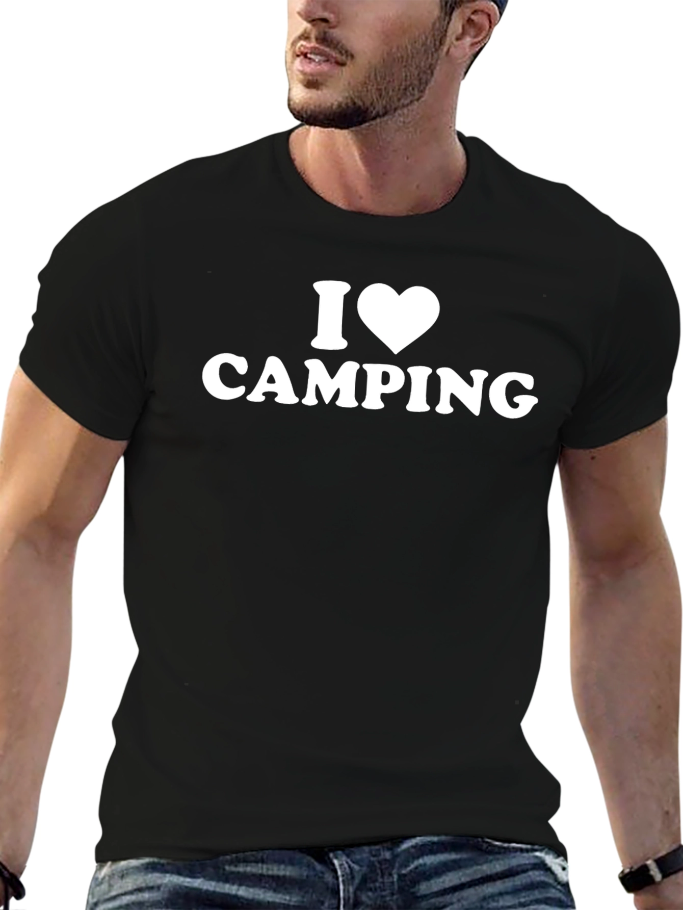 I Love Camping T-Shirt - Black Cotton Blend