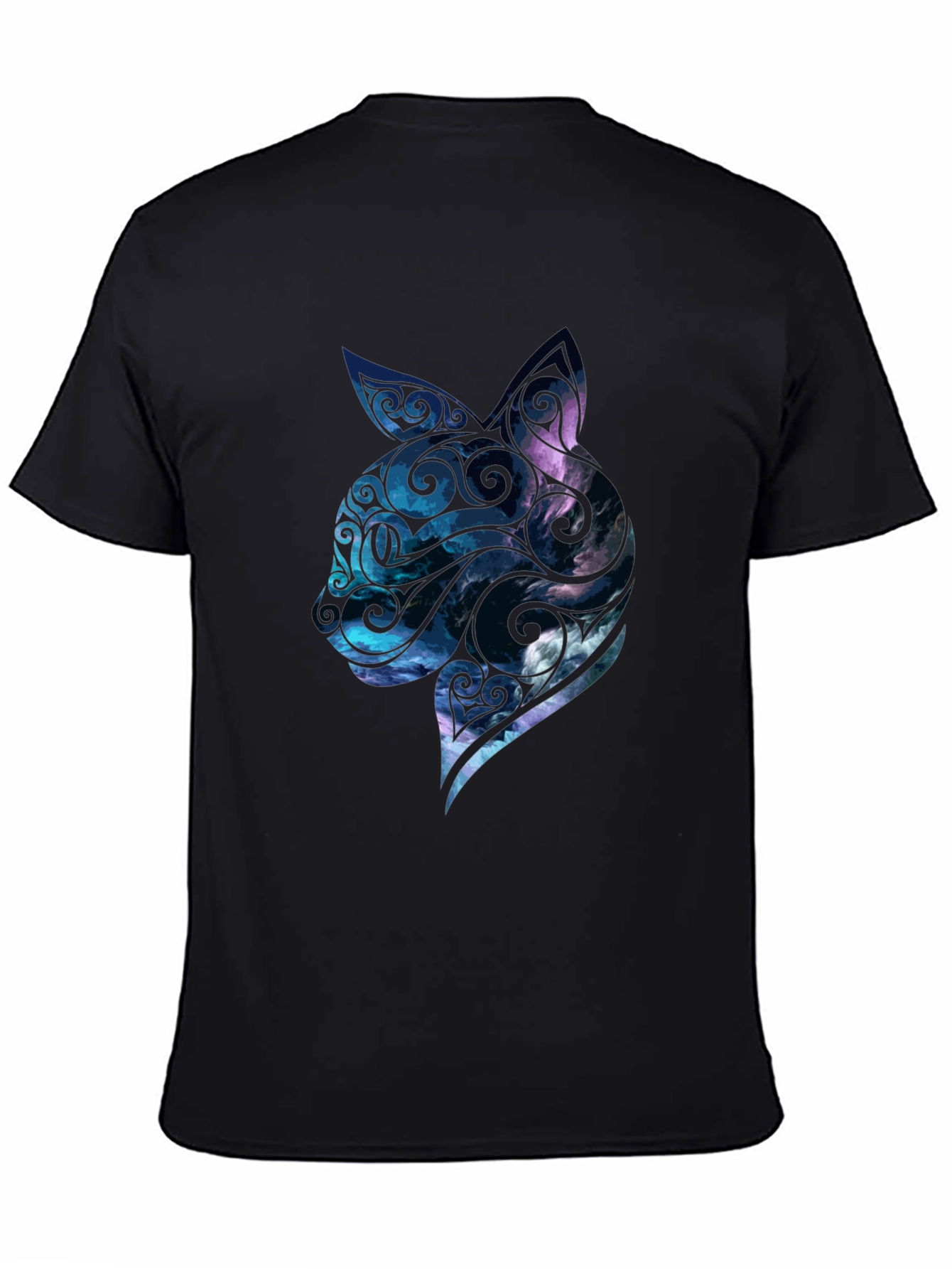 Mens Black Cat Galaxy Graphic Tee