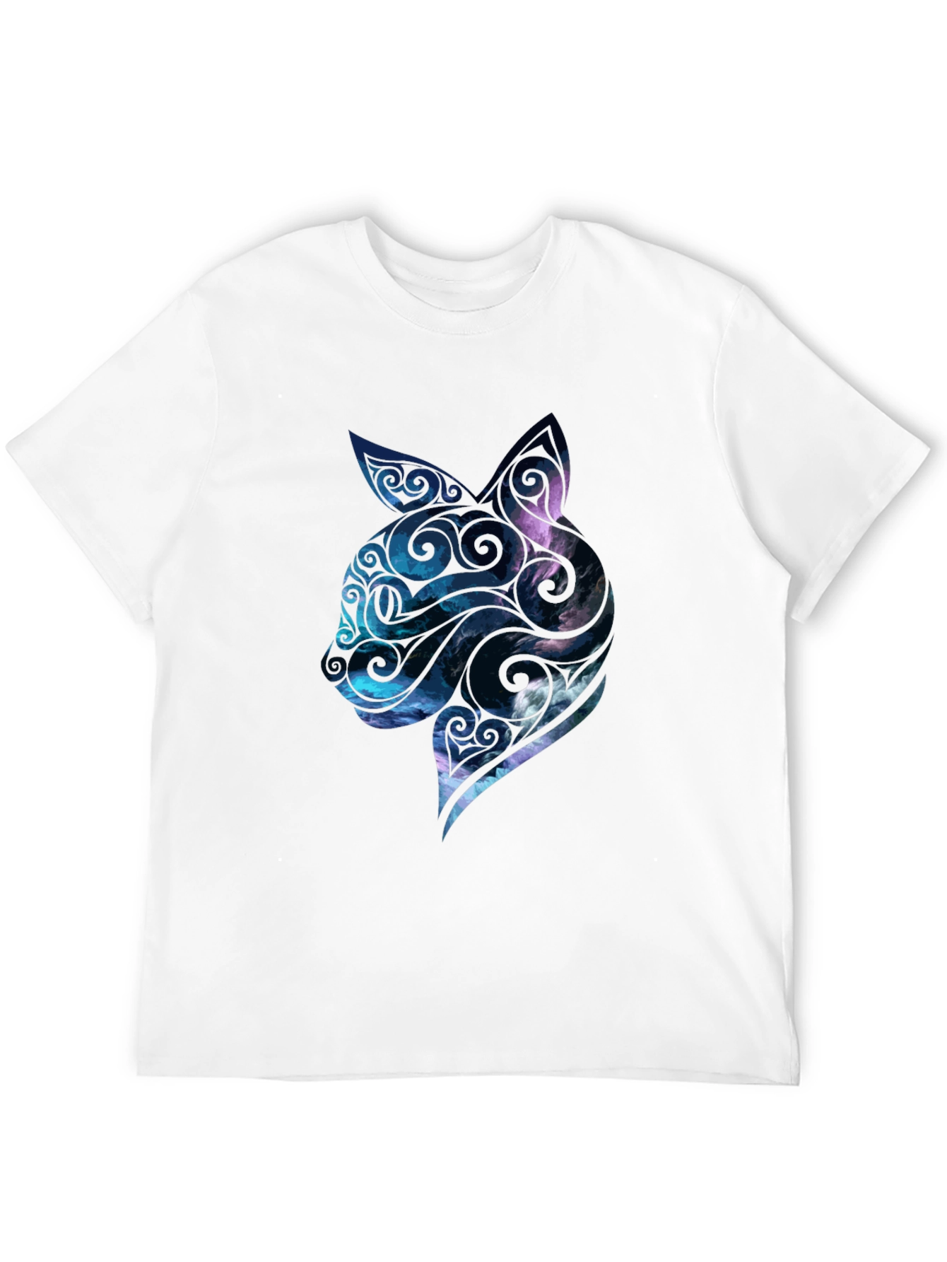 Mens Black Cat Galaxy Graphic Tee
