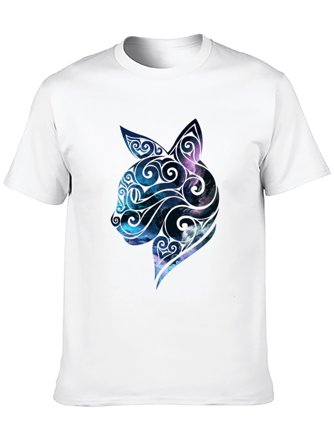 Mens Black Cat Galaxy Graphic Tee