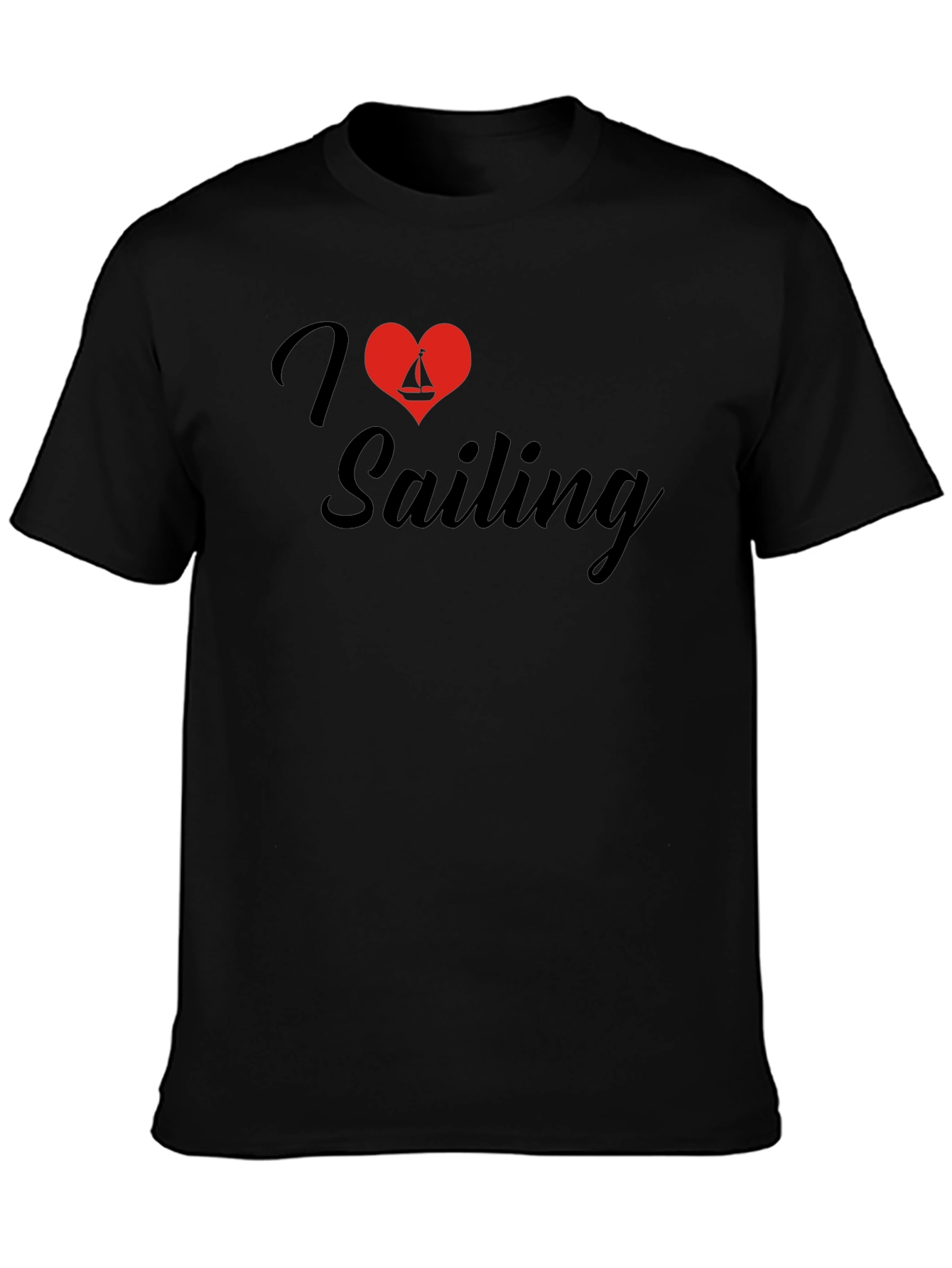 I Love Sailing Black T-Shirt