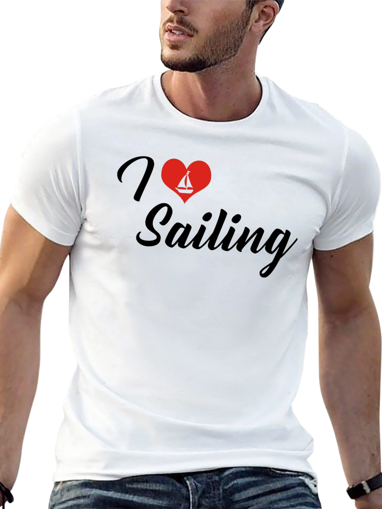 I Love Sailing Black T-Shirt
