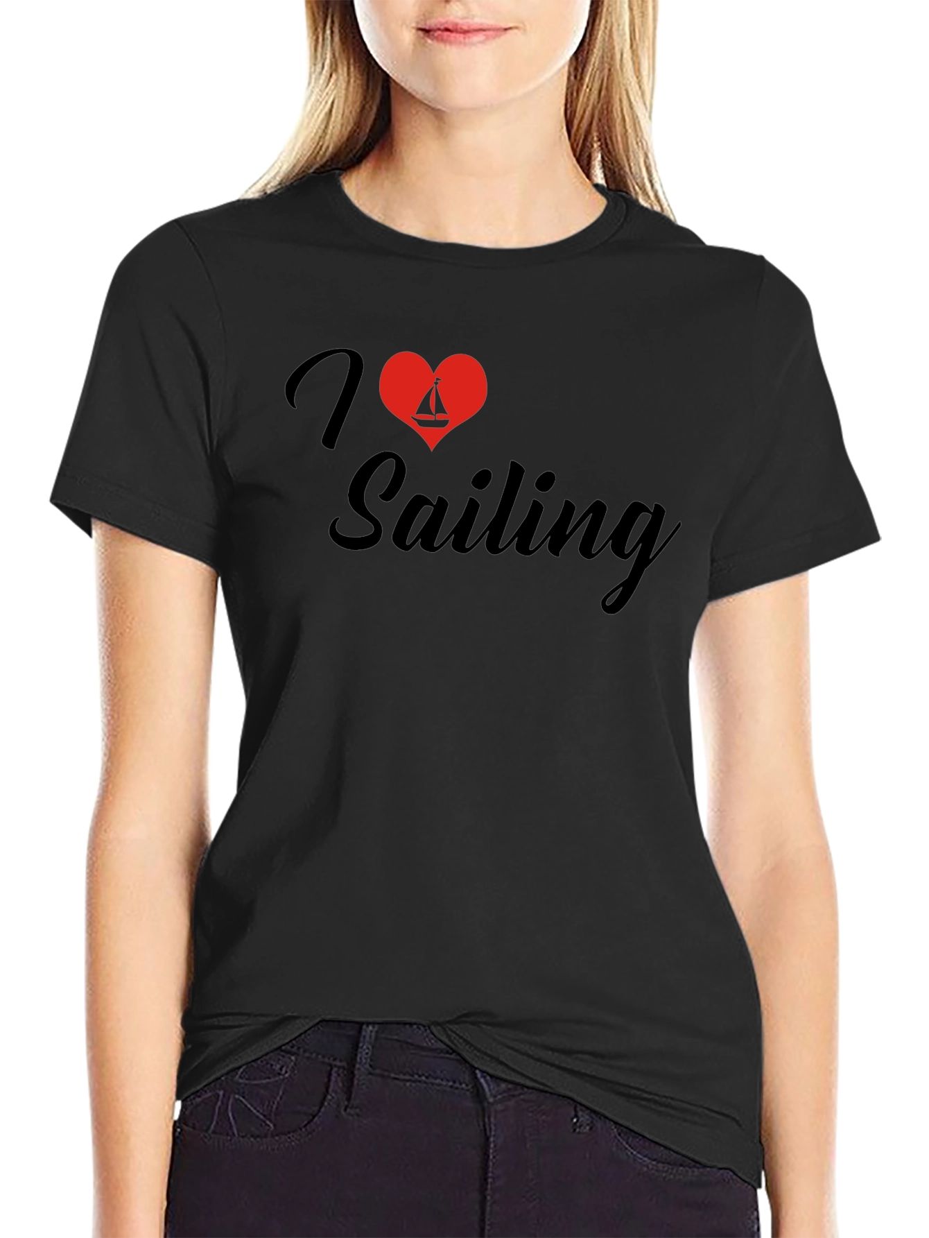 I Love Sailing Black T-Shirt