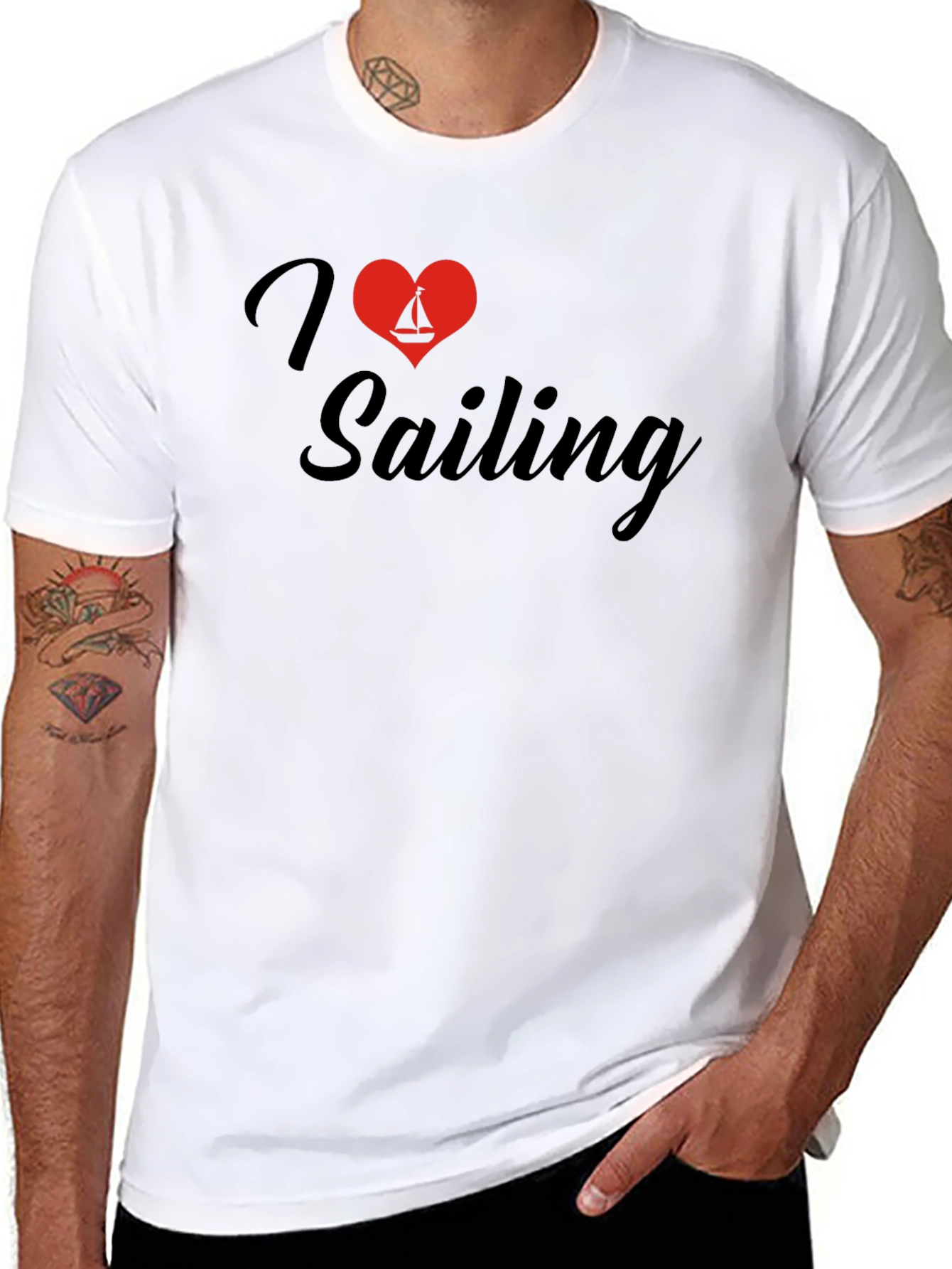 I Love Sailing Black T-Shirt