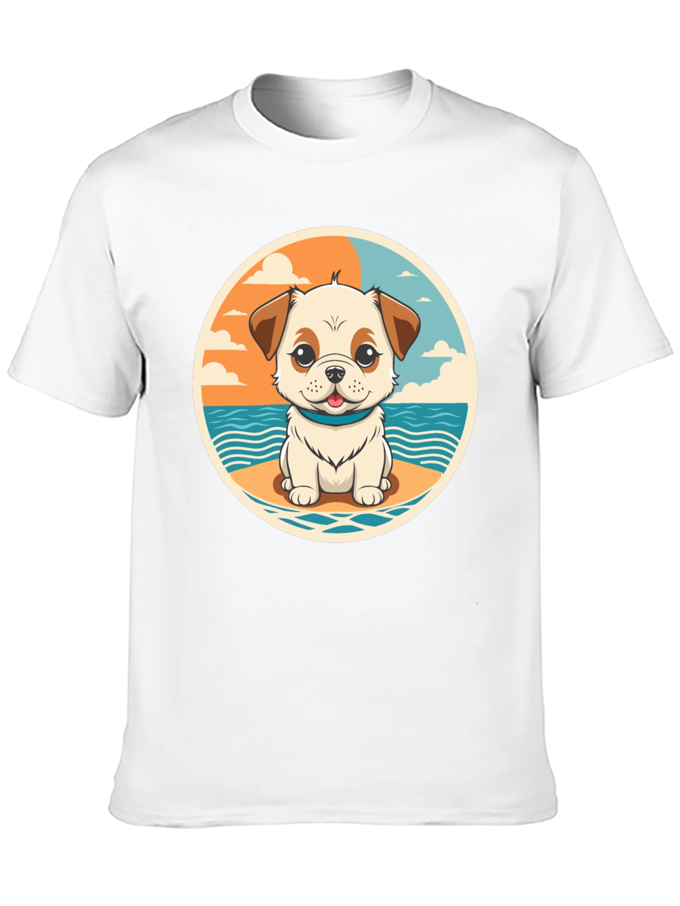 Cute Dog Beach Scene Graphic Tee