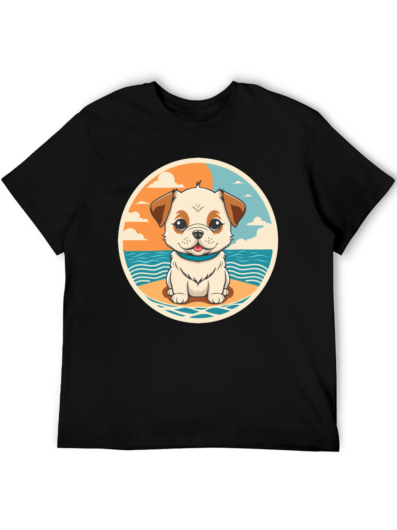 Cute Dog Beach Scene Graphic Tee