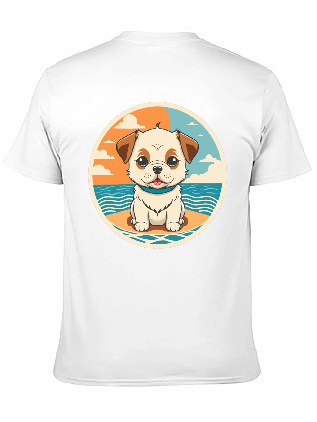Cute Dog Beach Scene Graphic Tee