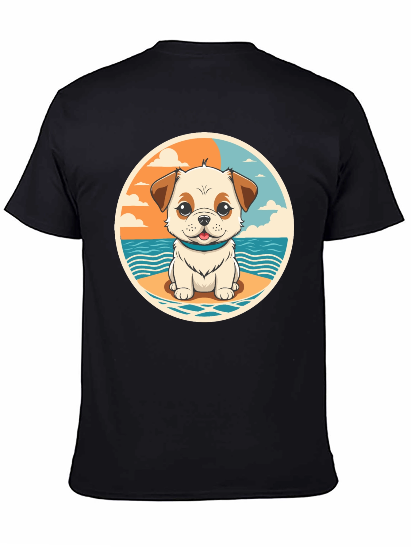 Cute Dog Beach Scene Graphic Tee