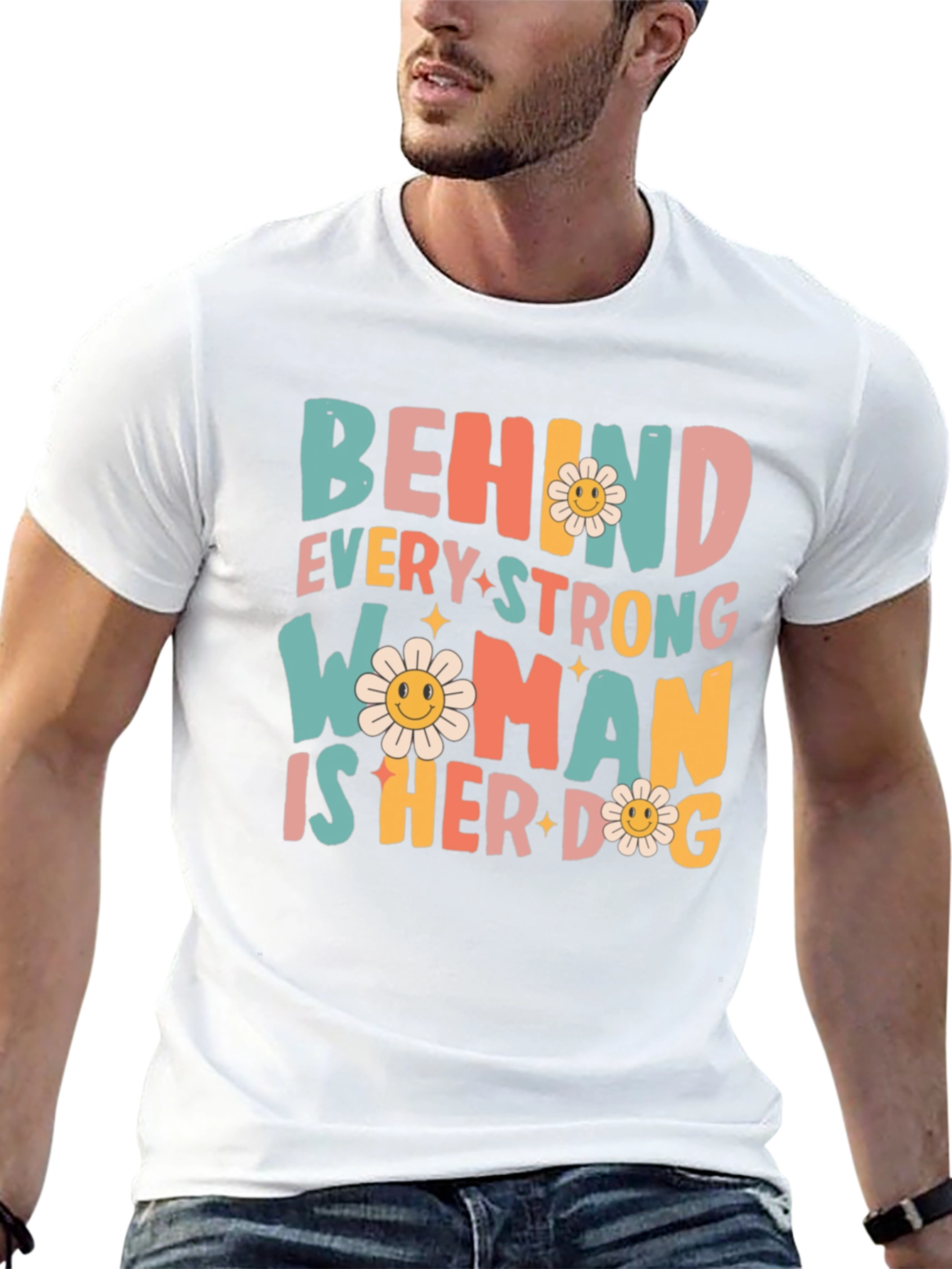 Behind Every Strong Woman is Her Dog Graphic Tee