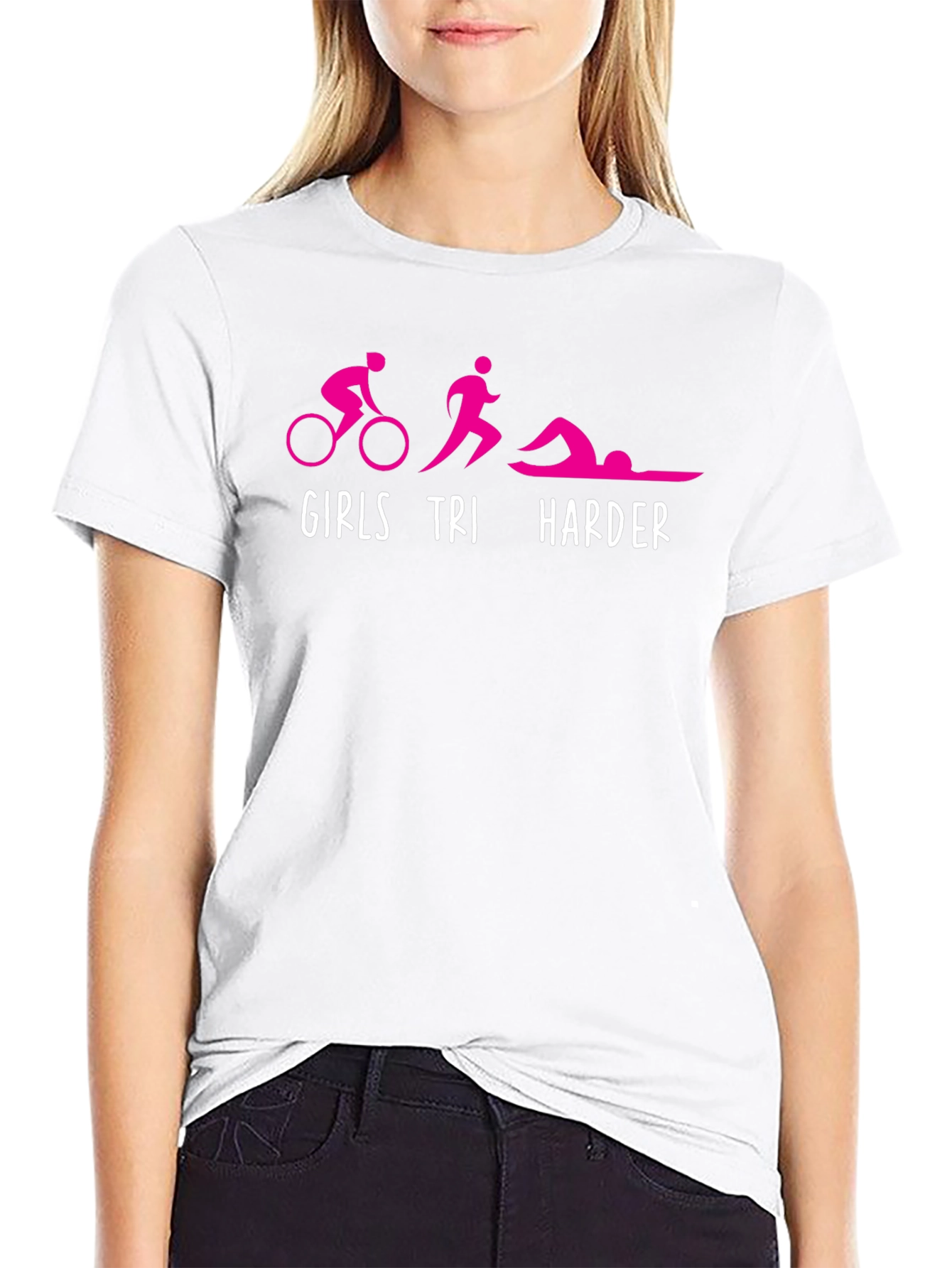 Girls Tri Harder T-Shirt Triathlon Tee