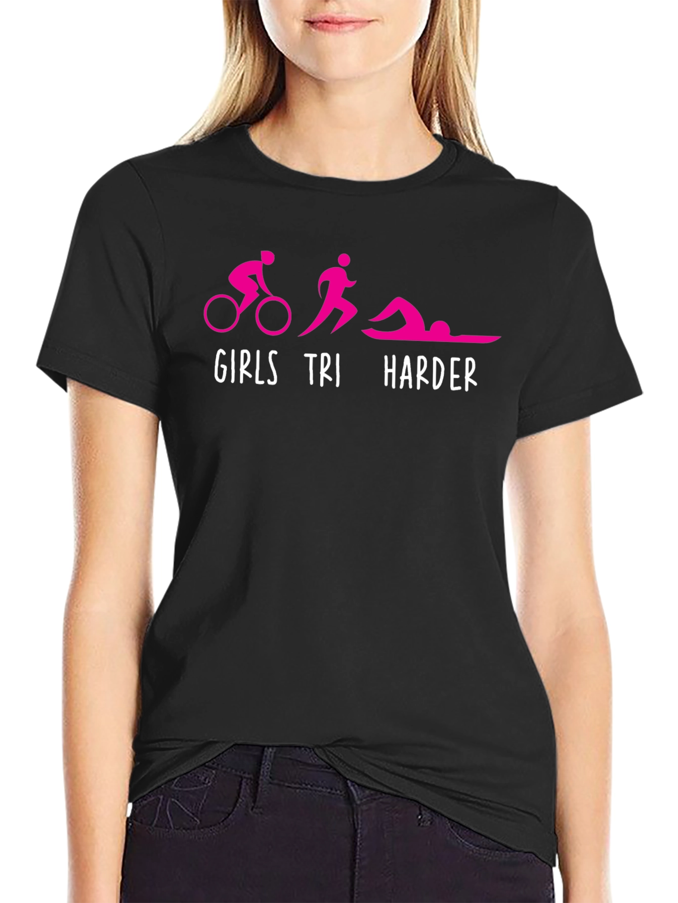Girls Tri Harder T-Shirt Triathlon Tee