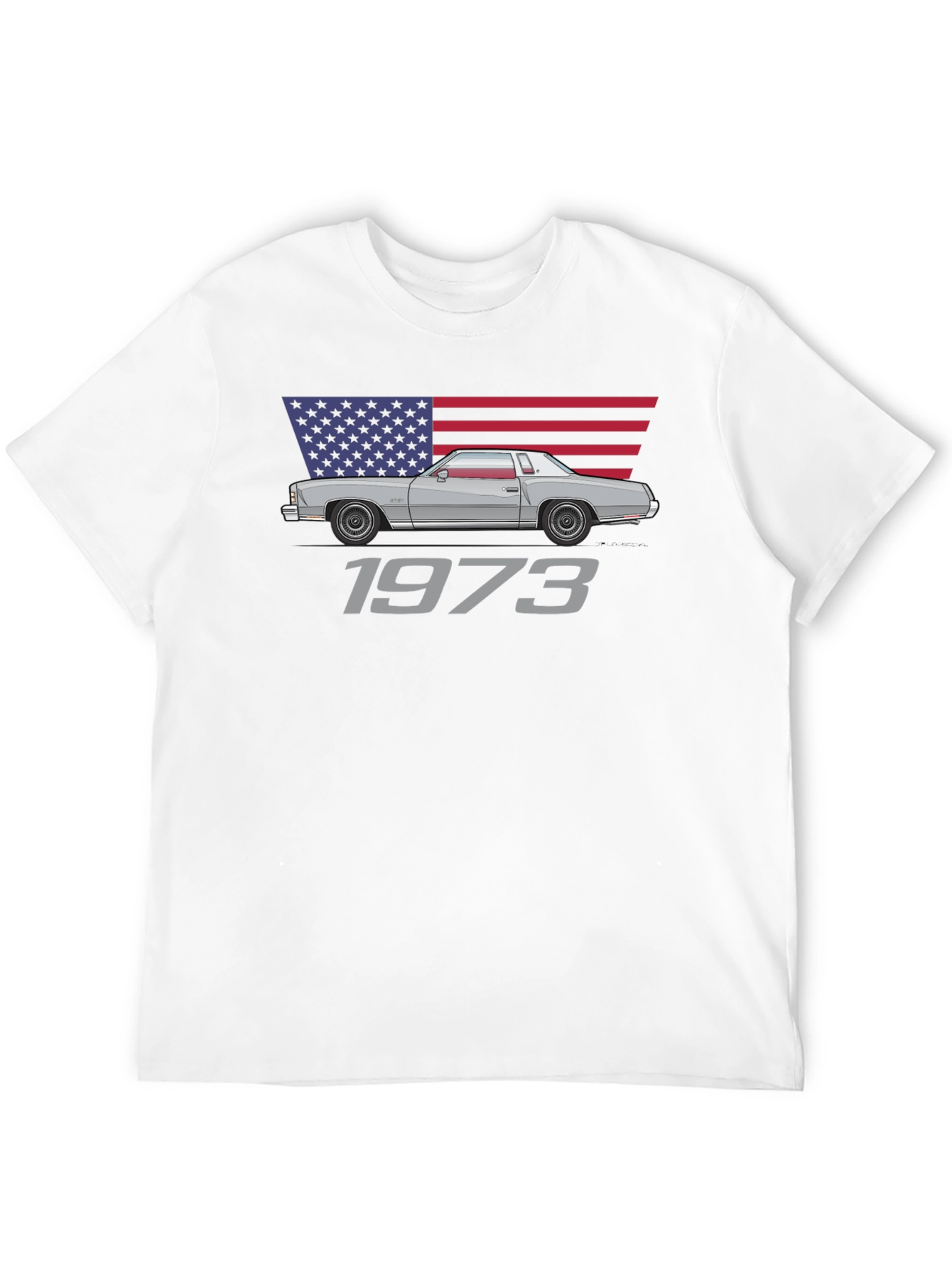 1973 Classic Car American Flag T-Shirt