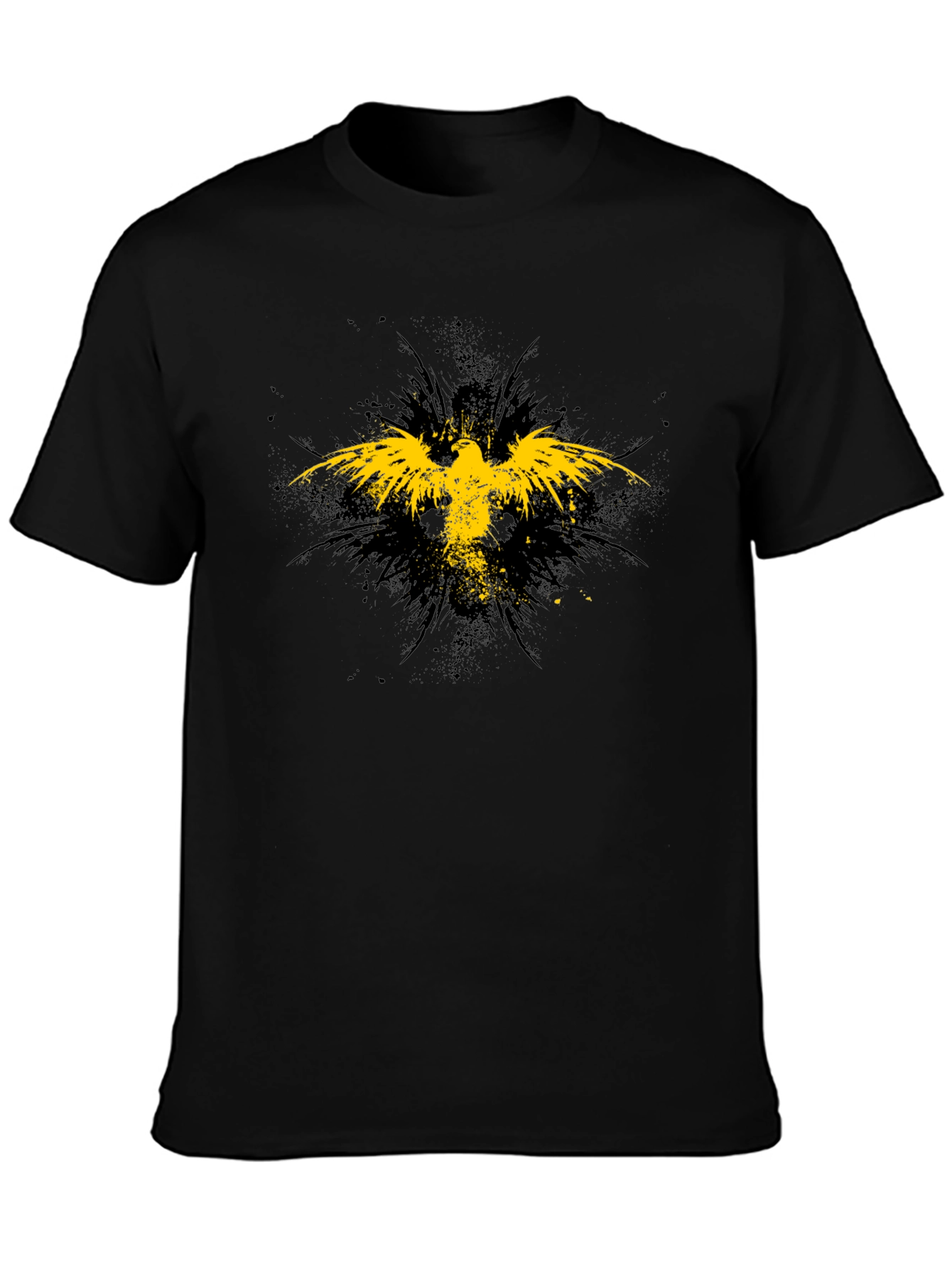 Black T-Shirt with Yellow Eagle Graphic