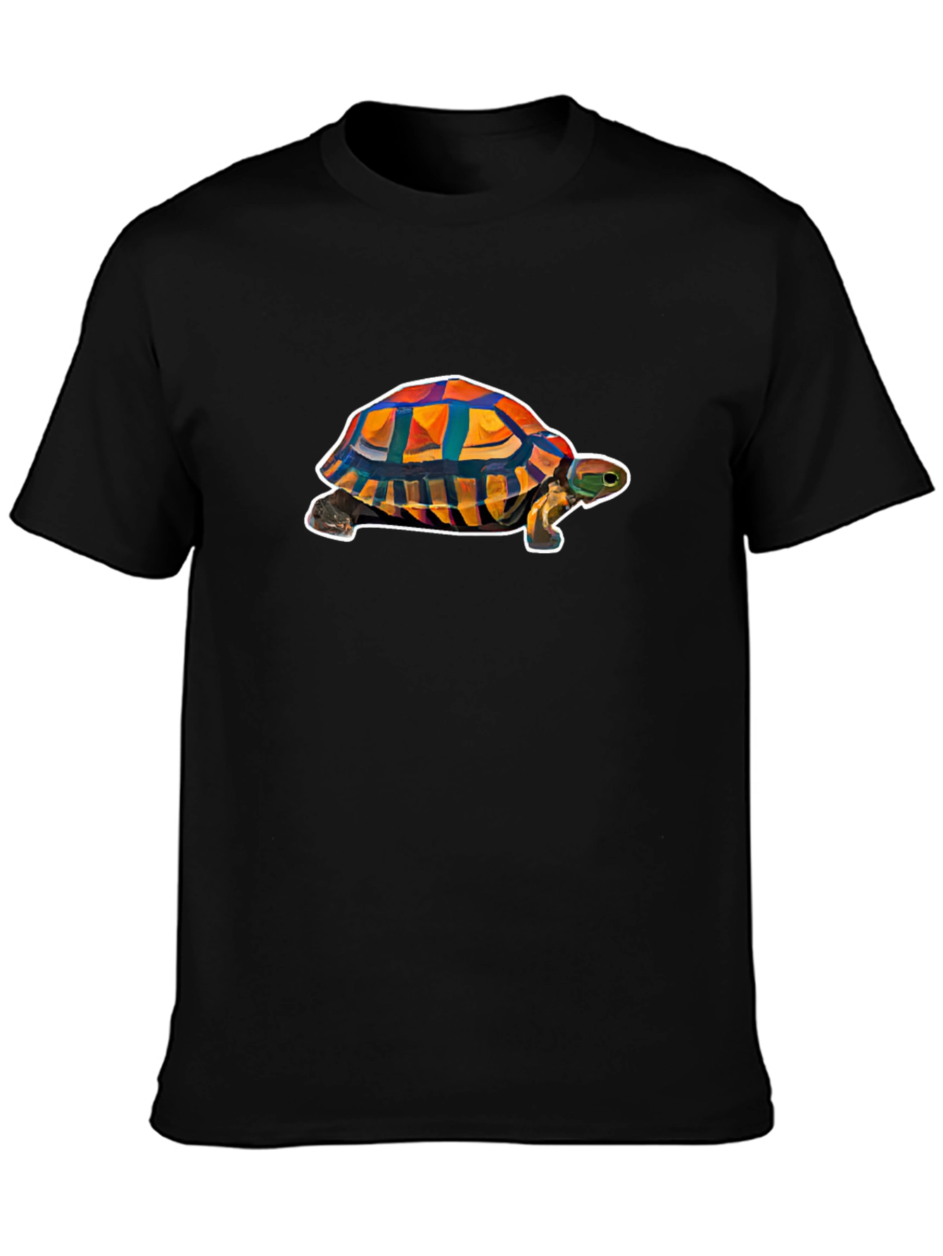 Geometric Turtle Graphic Tee - Black Casual Shirt