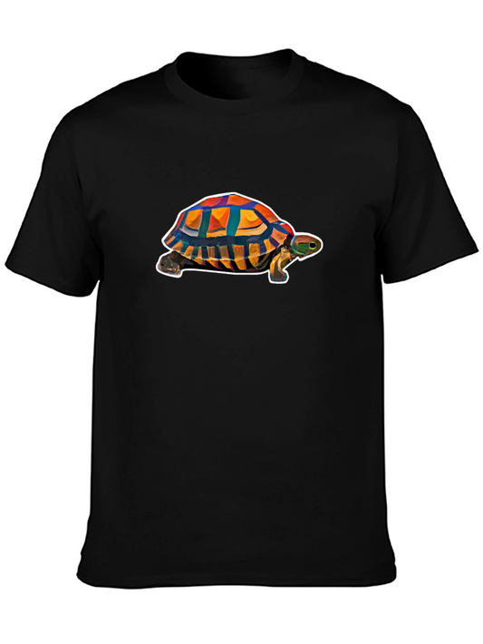 Geometric Turtle Graphic Tee - Black Casual Shirt