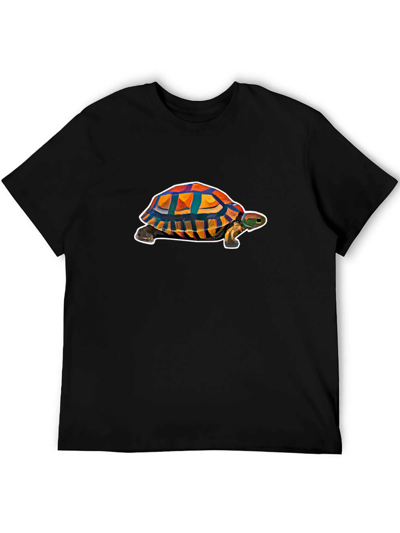 Geometric Turtle Graphic Tee - Black Casual Shirt