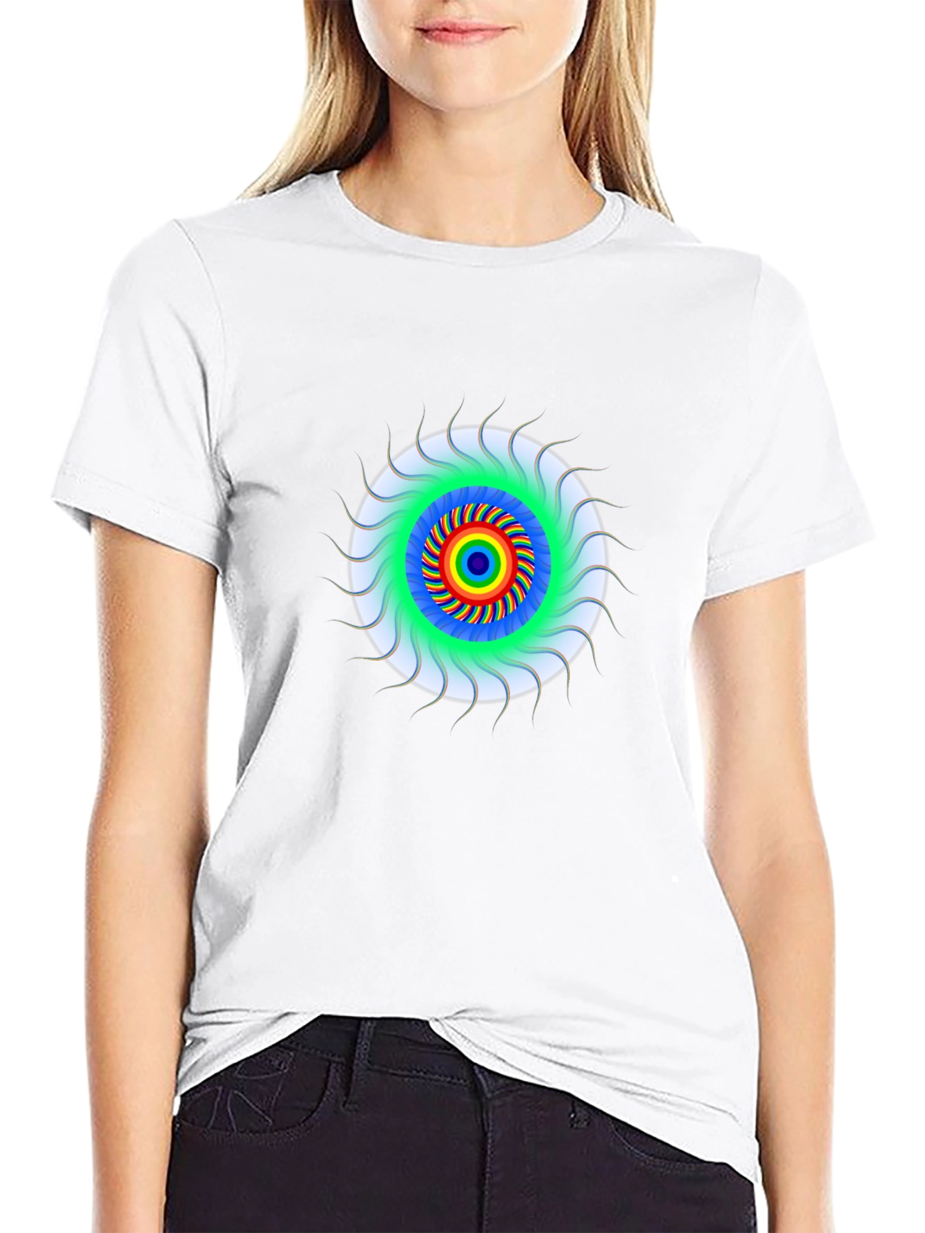 Psychedelic Rainbow Eye T-Shirt - Black Cotton Tee