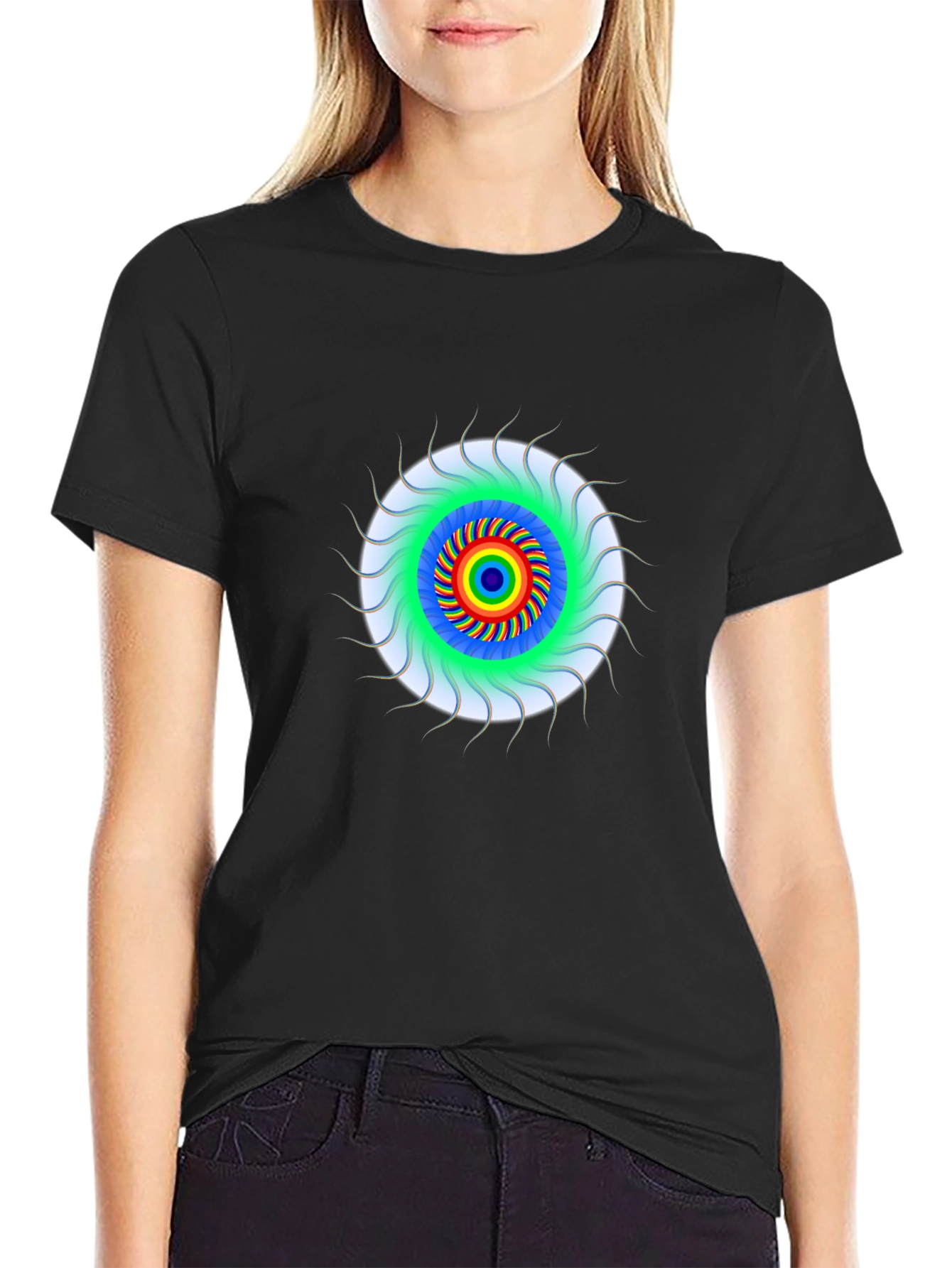 Psychedelic Rainbow Eye T-Shirt - Black Cotton Tee