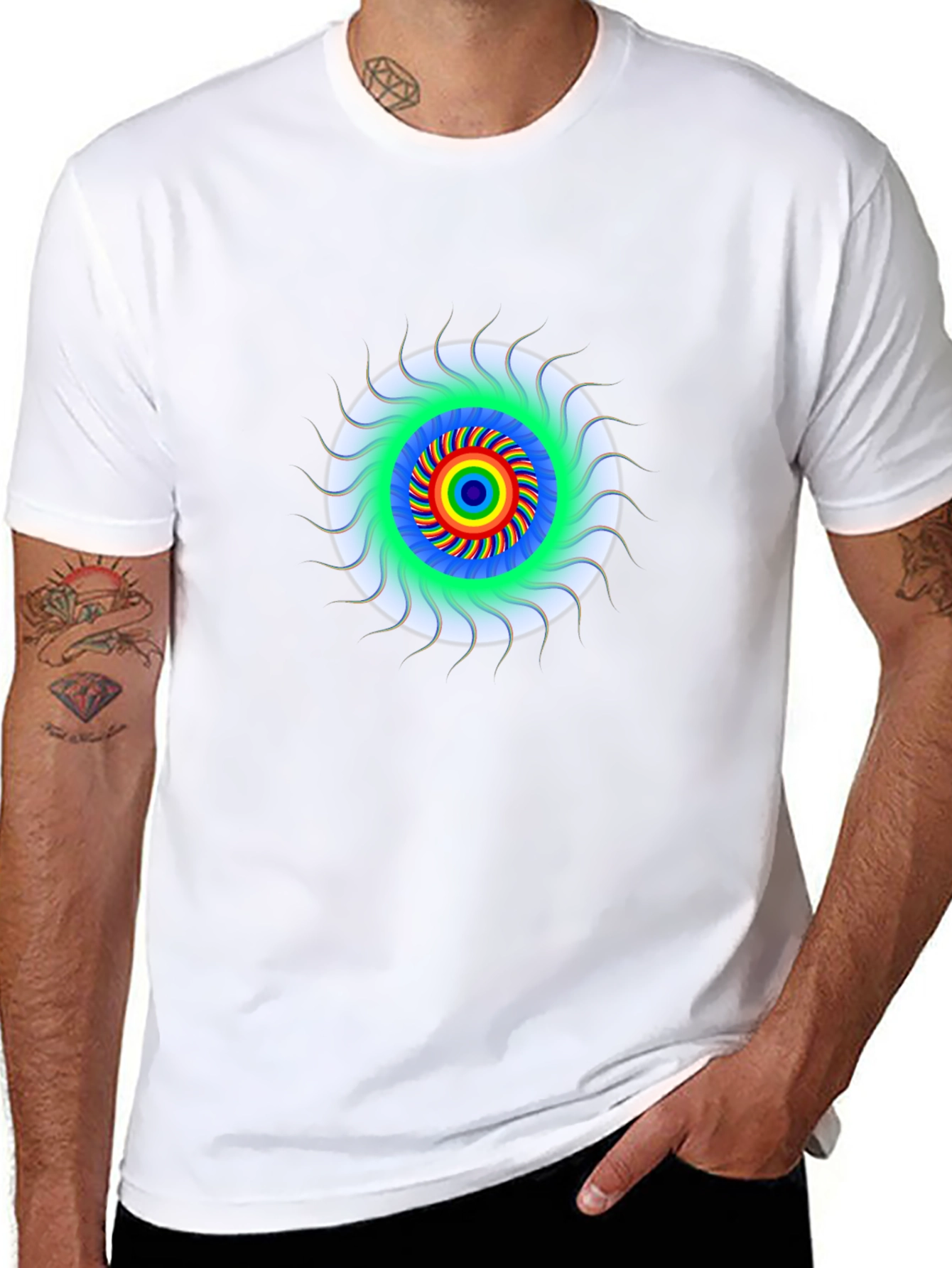 Psychedelic Rainbow Eye T-Shirt - Black Cotton Tee