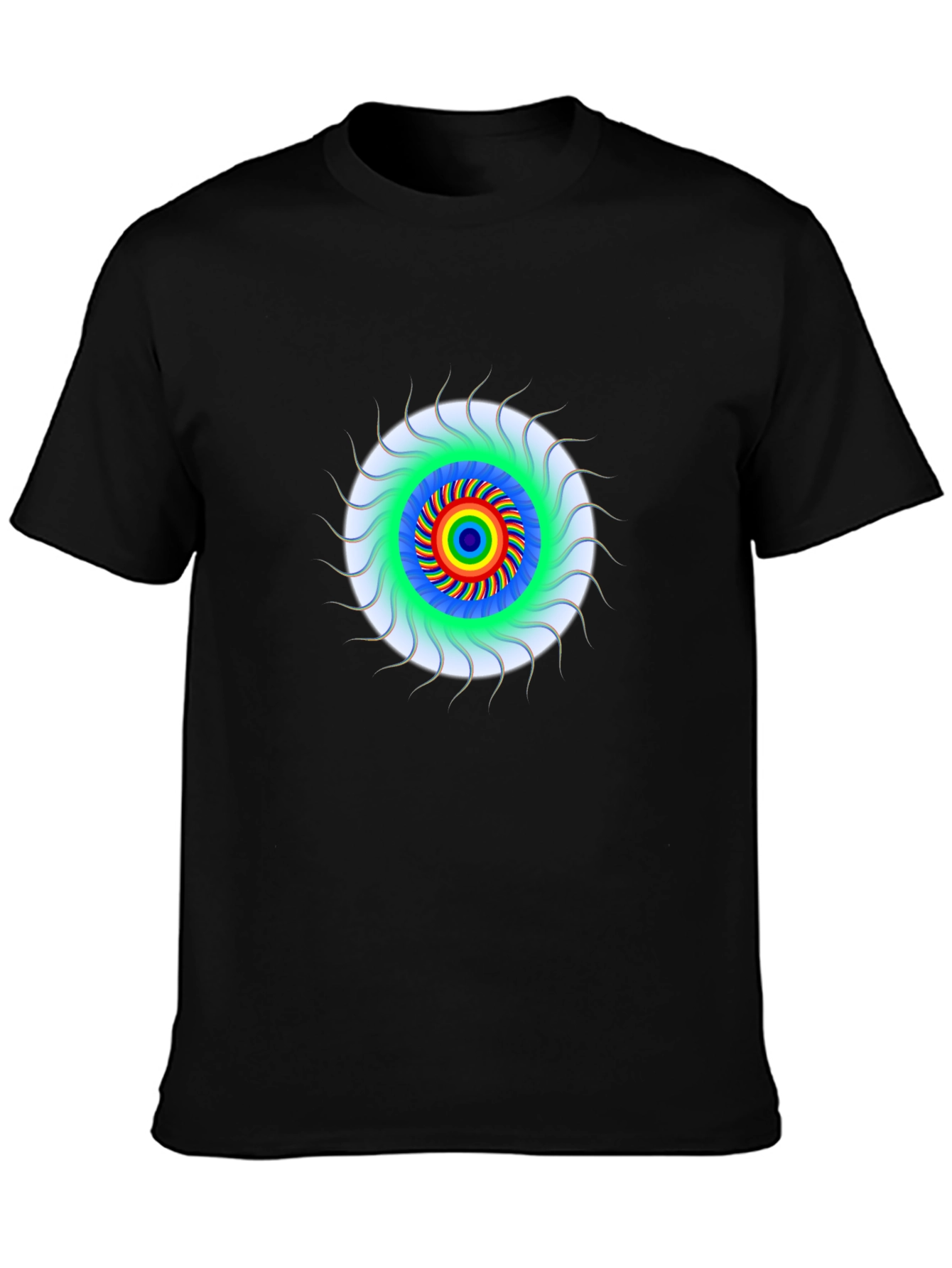 Psychedelic Rainbow Eye T-Shirt - Black Cotton Tee