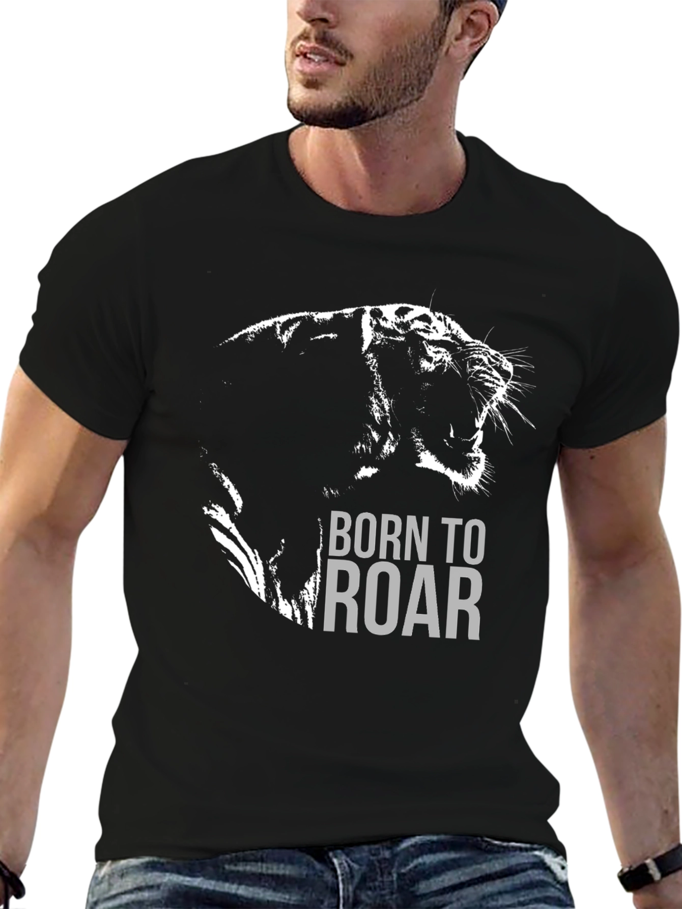 Born to Roar Tiger Graphic Print T-Shirt