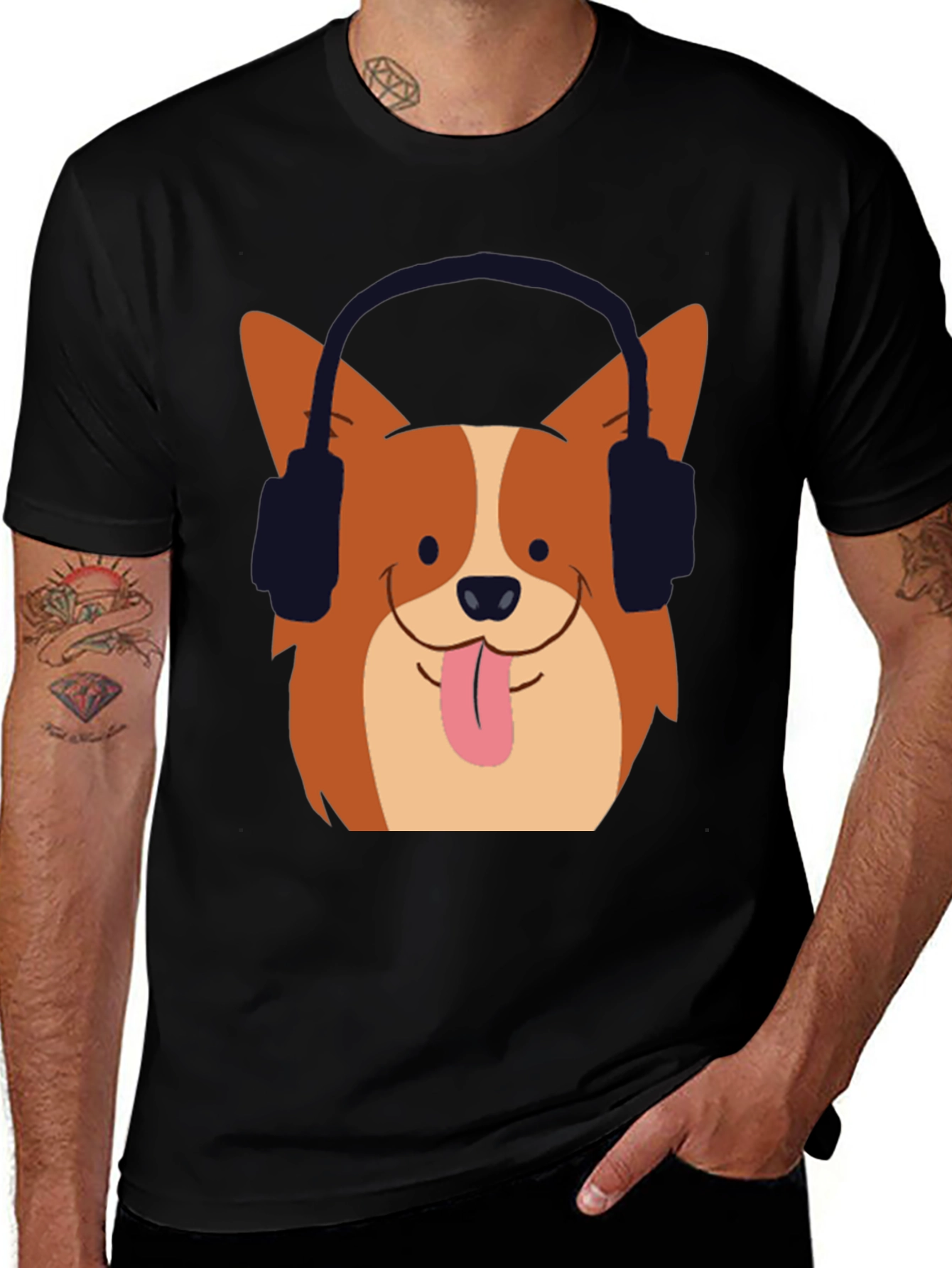 Dog with Headphones Graphic Tee - Cool & Comfy