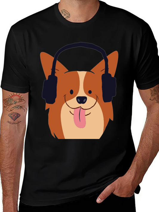 Dog with Headphones Graphic Tee - Cool & Comfy