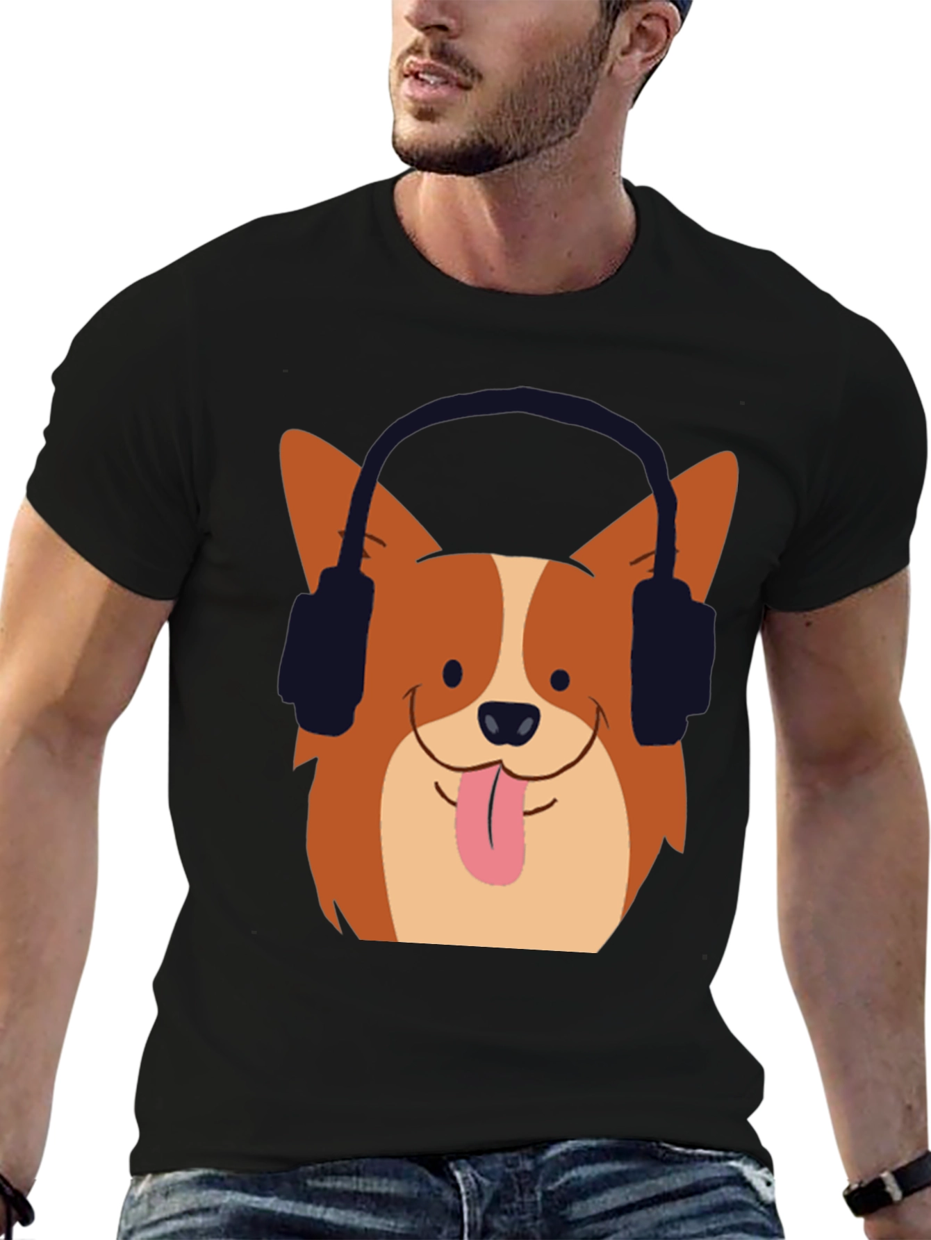 Dog with Headphones Graphic Tee - Cool & Comfy