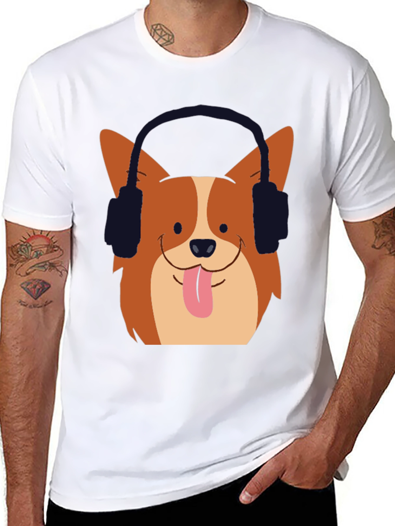 Dog with Headphones Graphic Tee - Cool & Comfy
