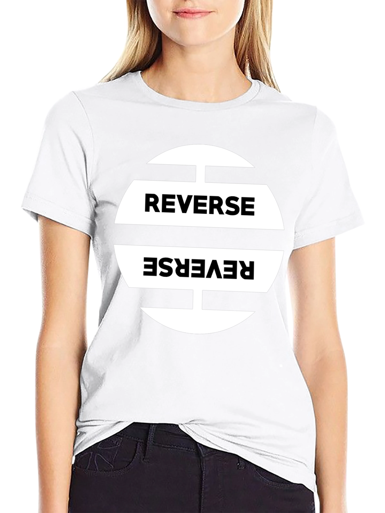 Reverse Graphic Print Black T-Shirt