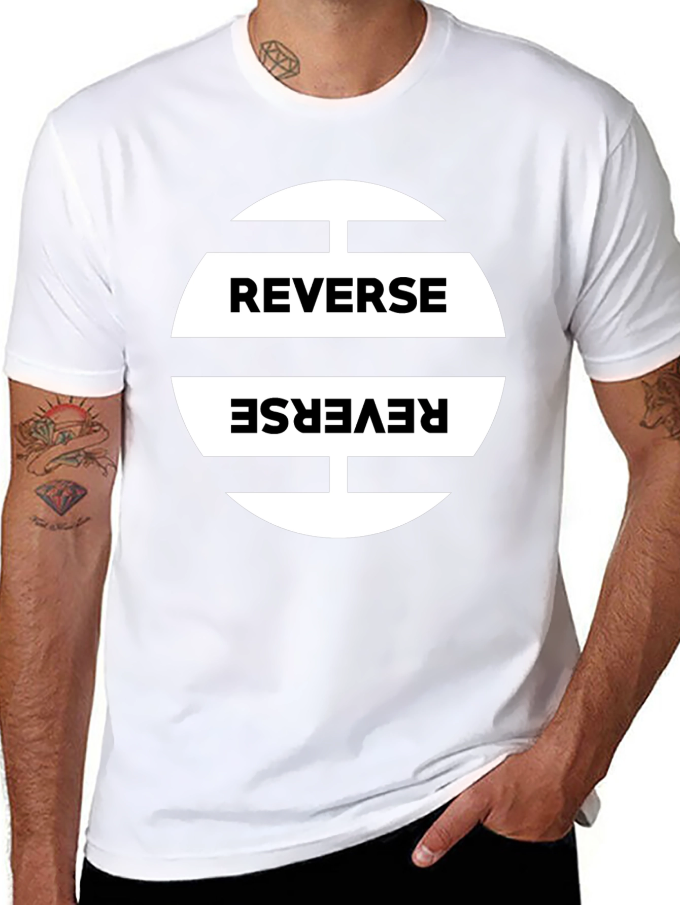Reverse Graphic Print Black T-Shirt