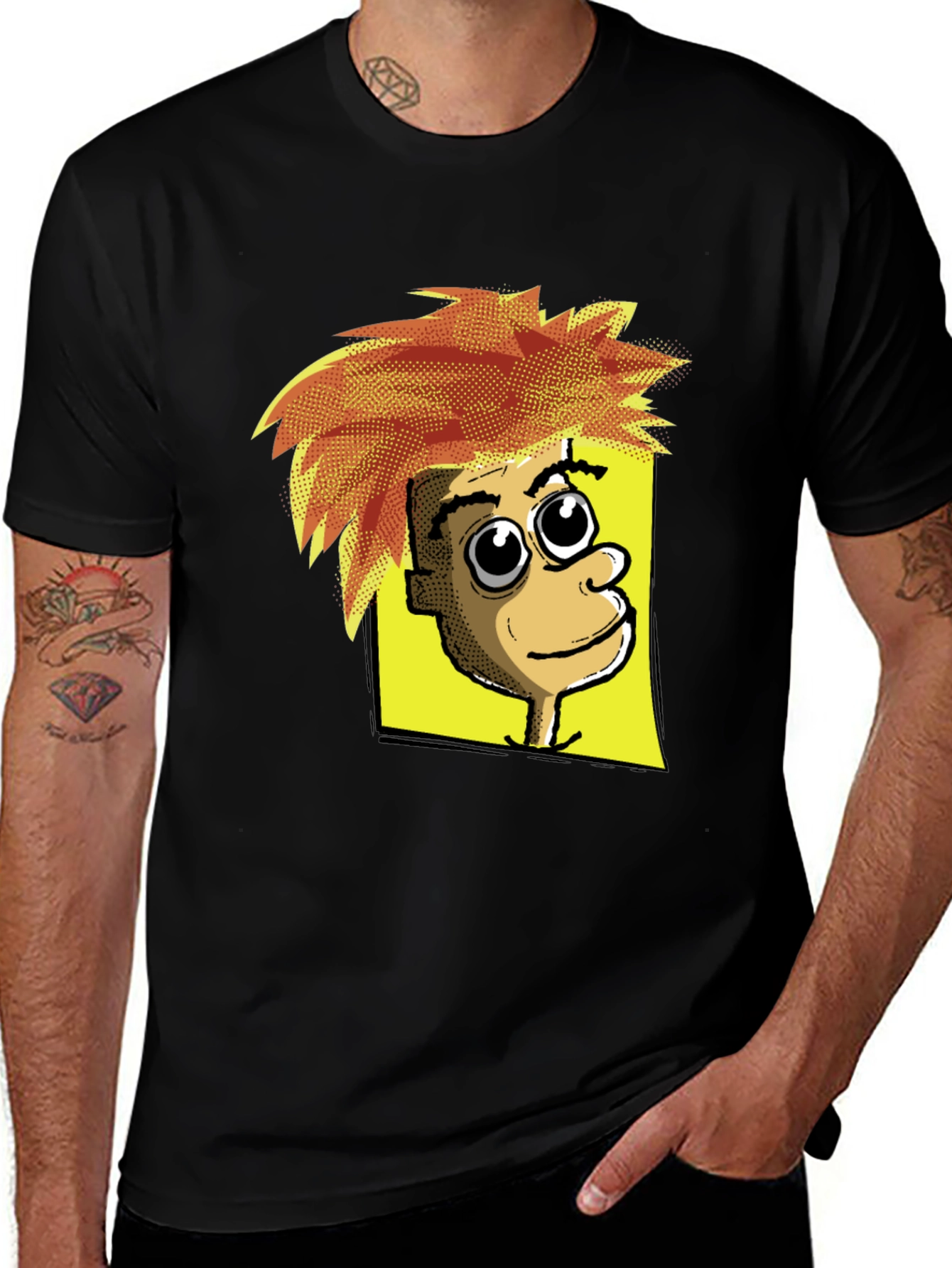Cartoon Character Graphic Print Black T-Shirt