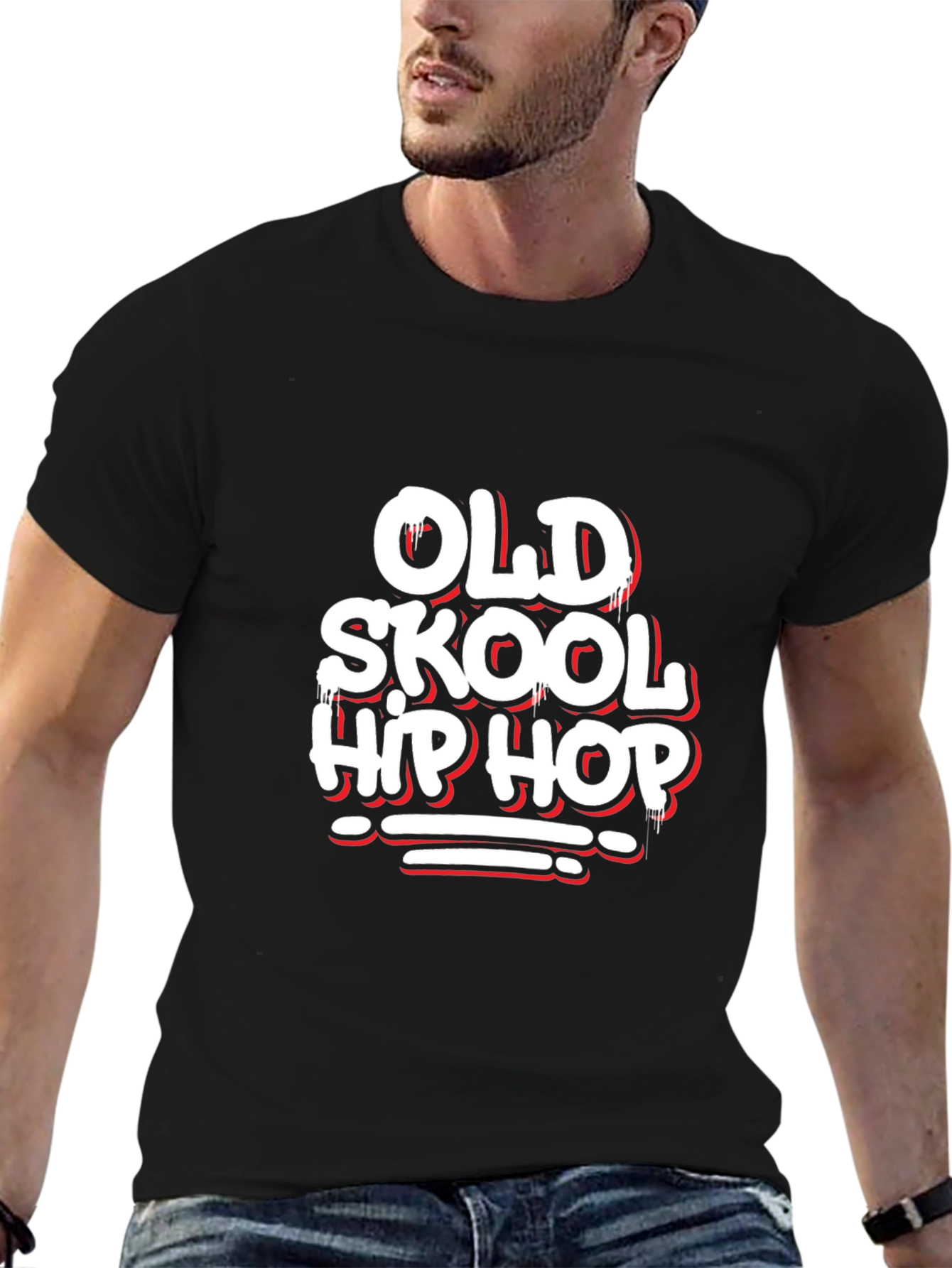 Old Skool Hip Hop Graphic Black T-Shirt
