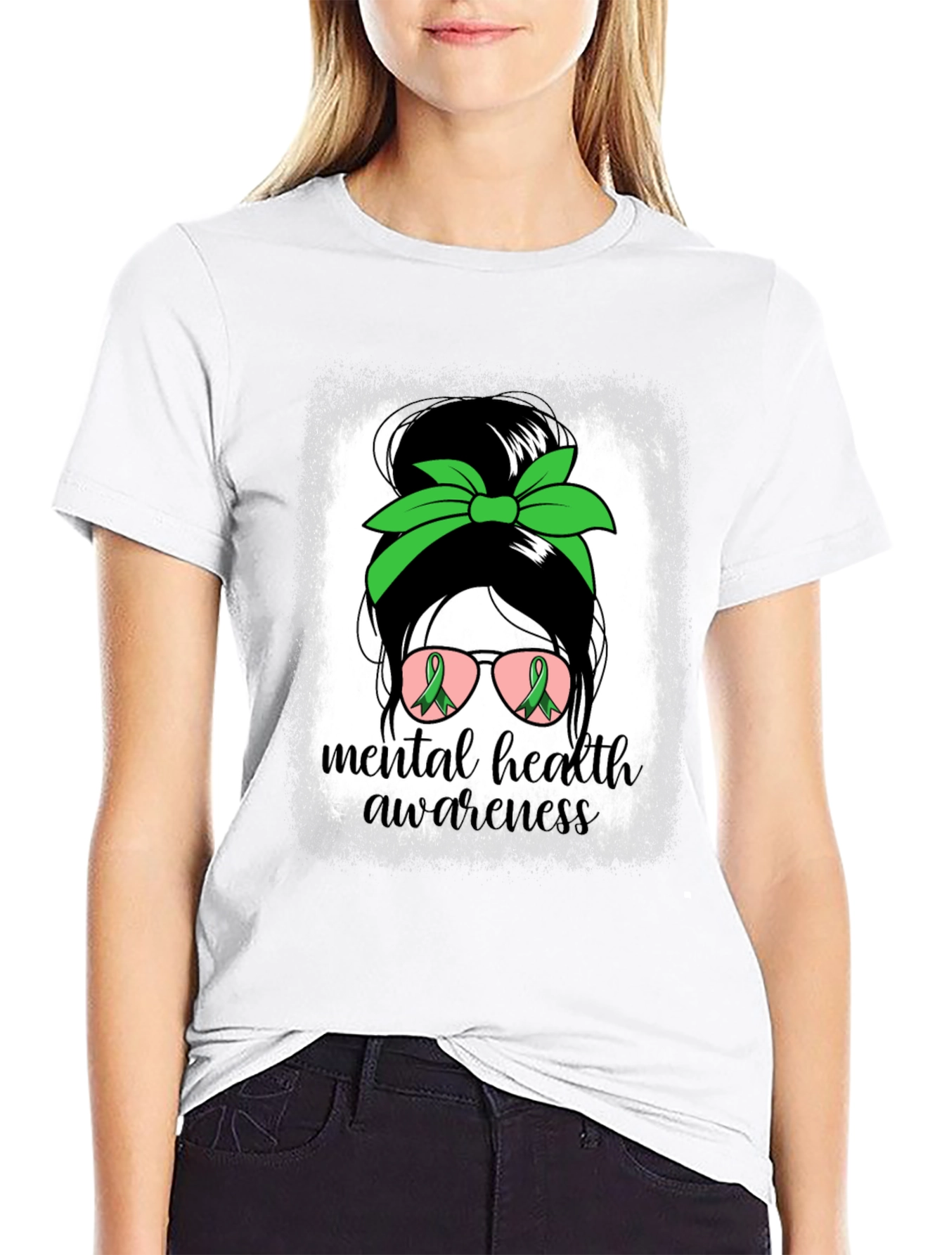 Mental Health Awareness Messy Bun T-Shirt