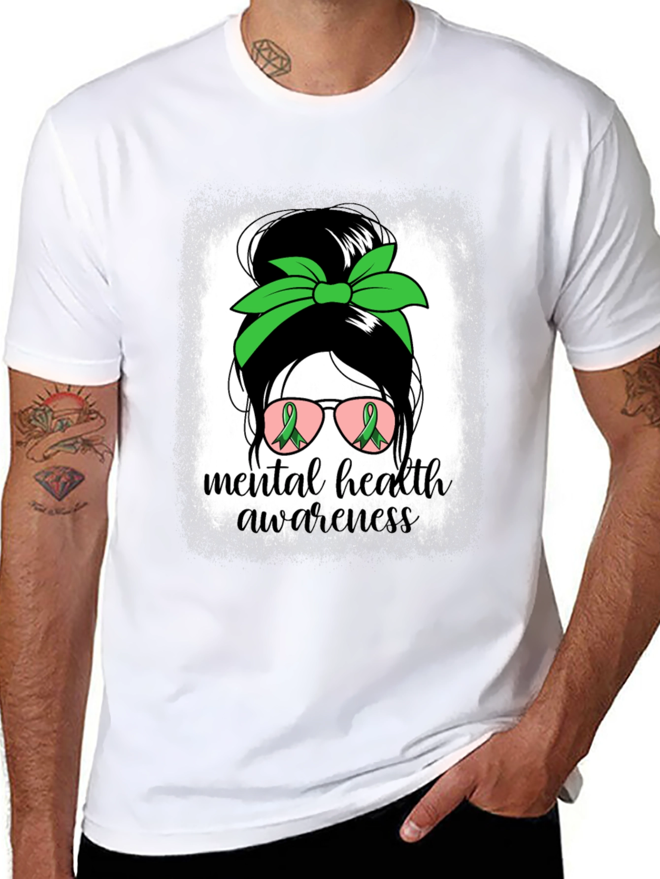 Mental Health Awareness Messy Bun T-Shirt